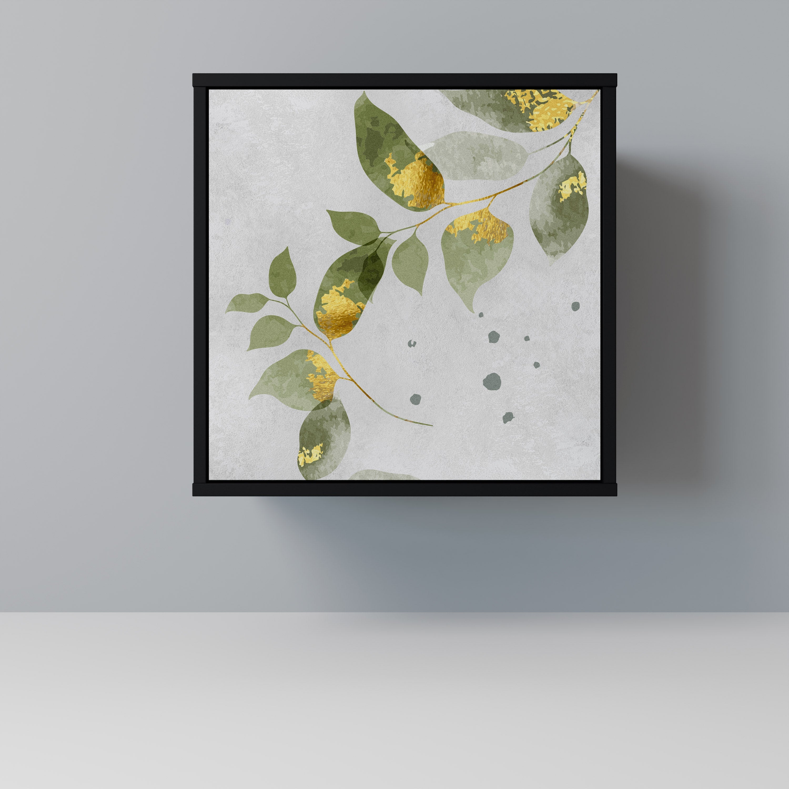 ELEGANT BOTANICS Aparador de 1 Porta em Acabamento Preto