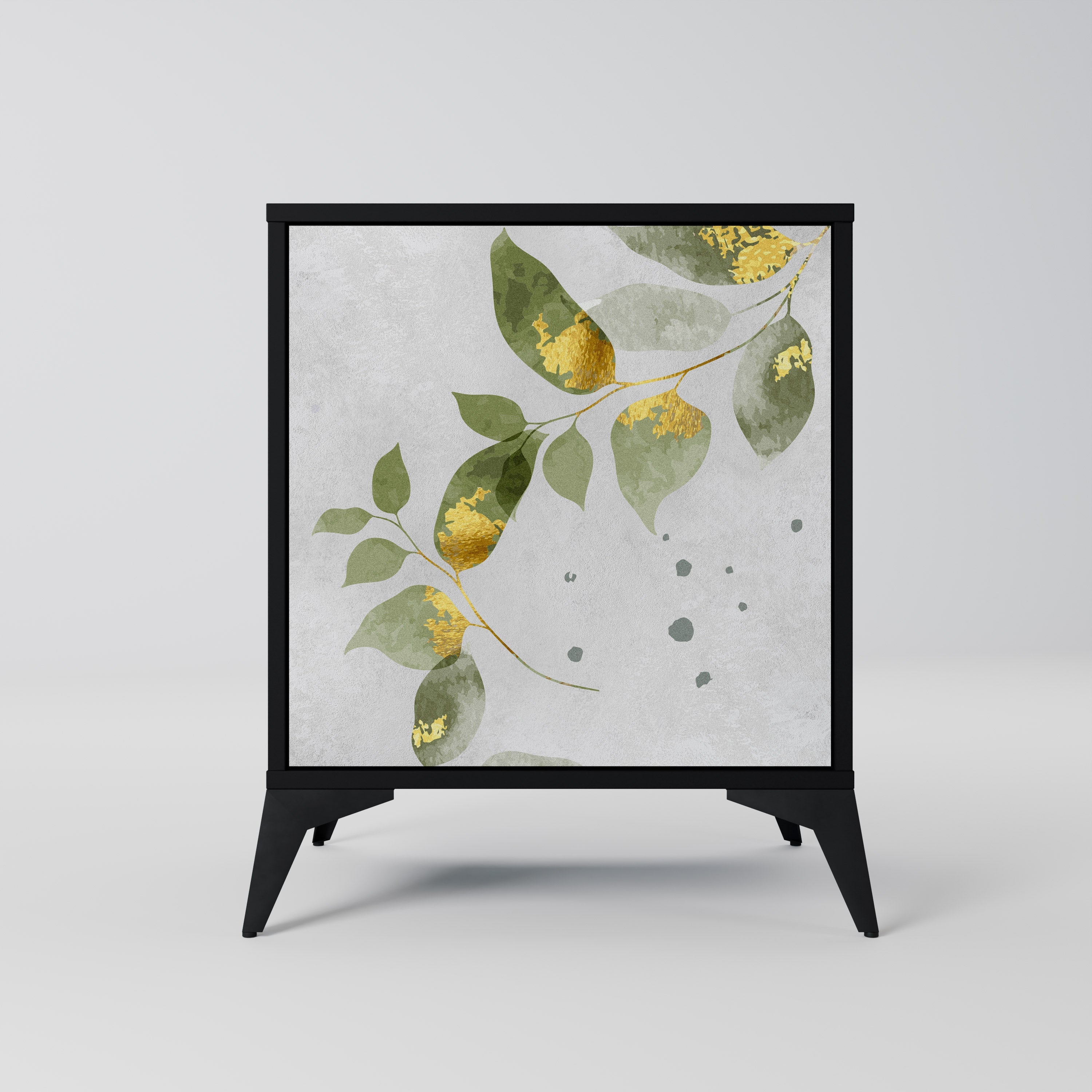 ELEGANT BOTANICS Aparador de 1 Porta em Acabamento Preto