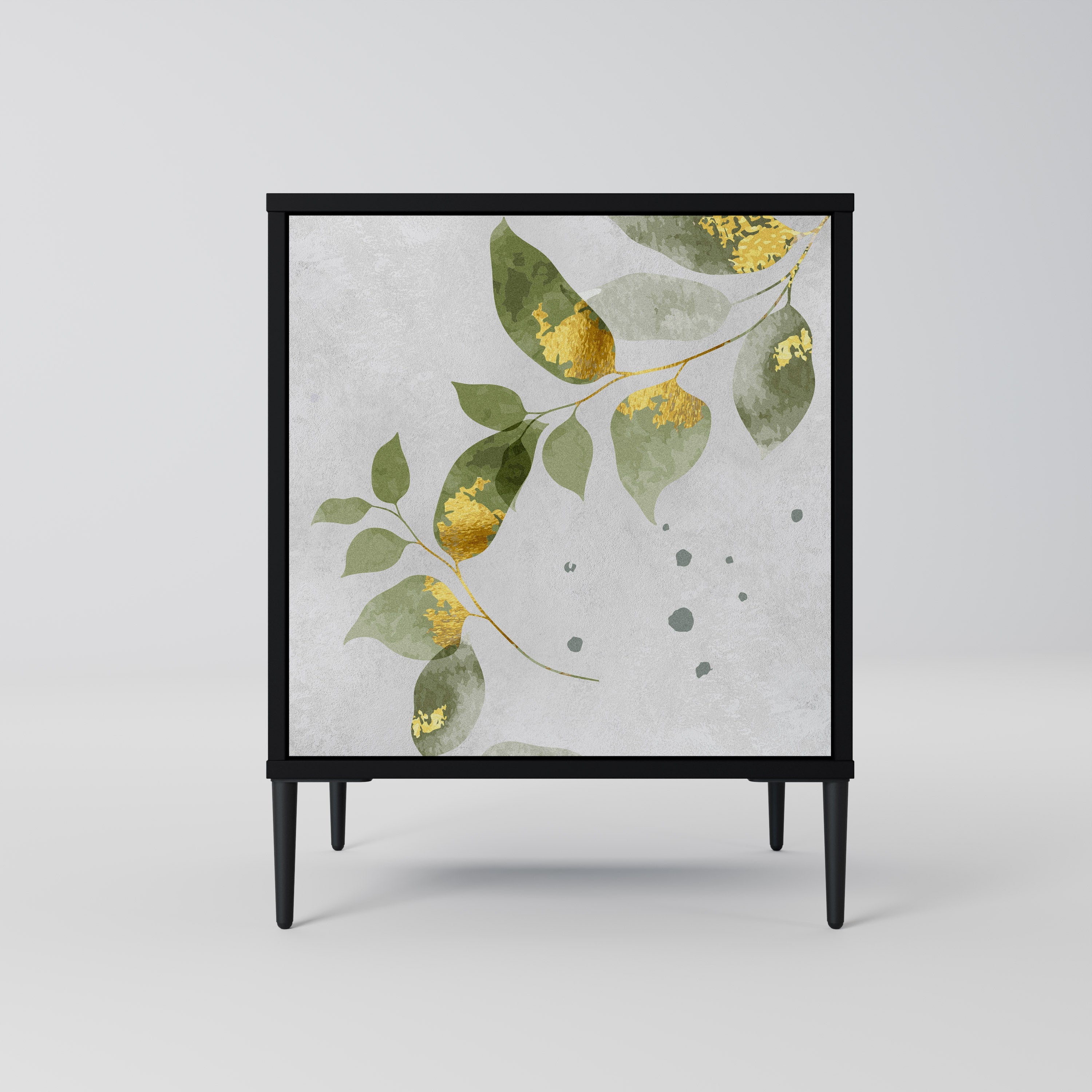 ELEGANT BOTANICS Aparador de 1 Porta em Acabamento Preto