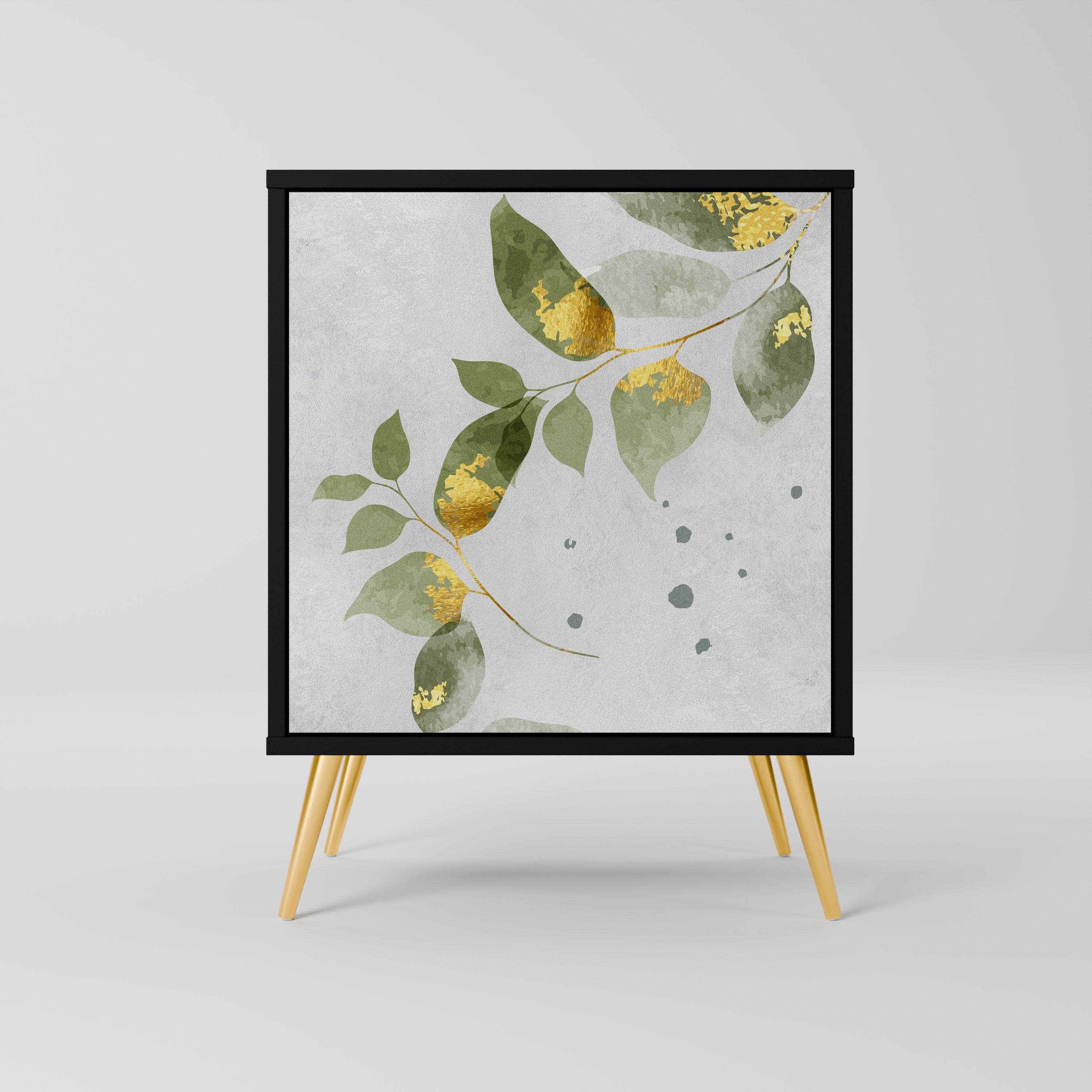 ELEGANT BOTANICS Aparador de 1 Porta em Acabamento Preto