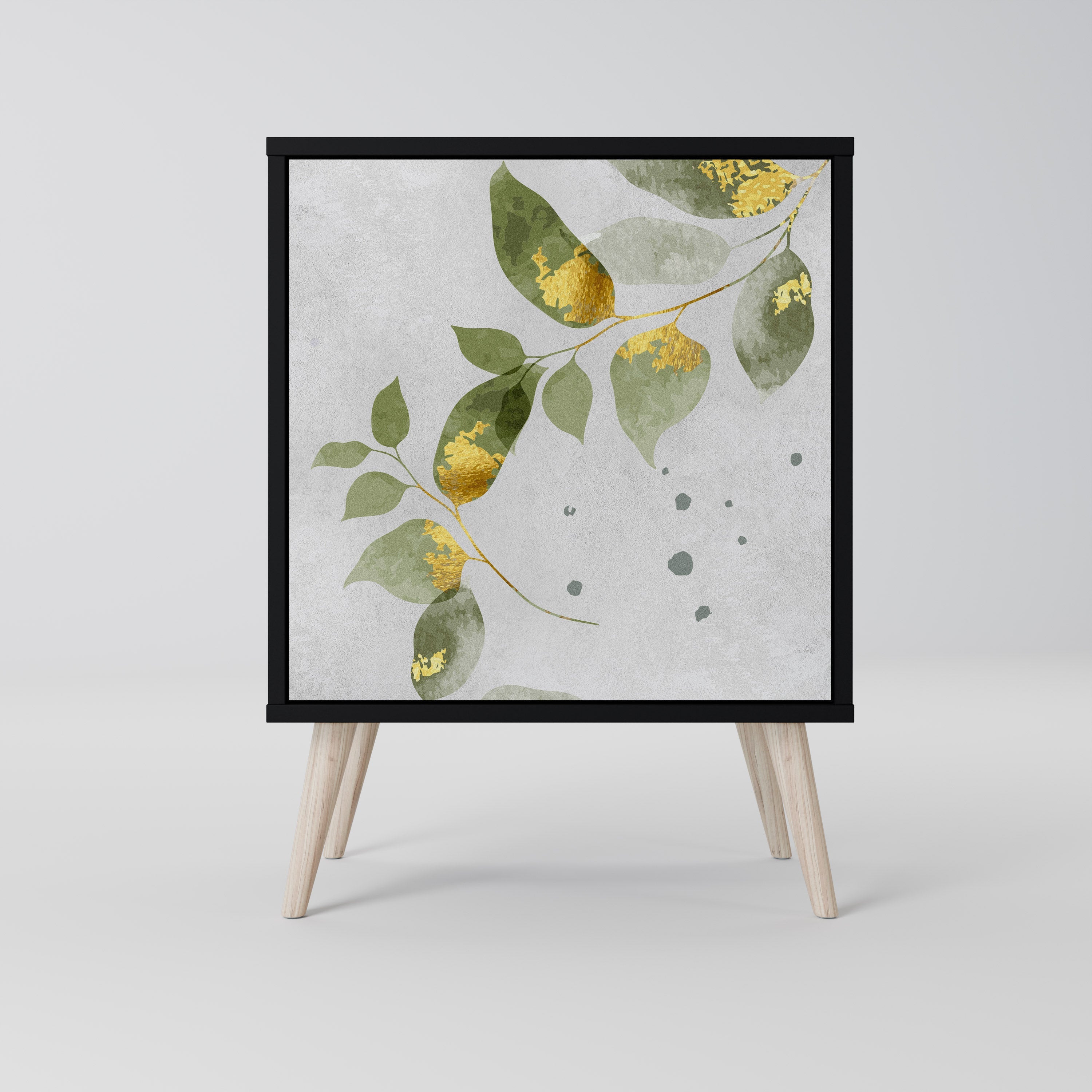 ELEGANT BOTANICS Aparador de 1 Porta em Acabamento Preto