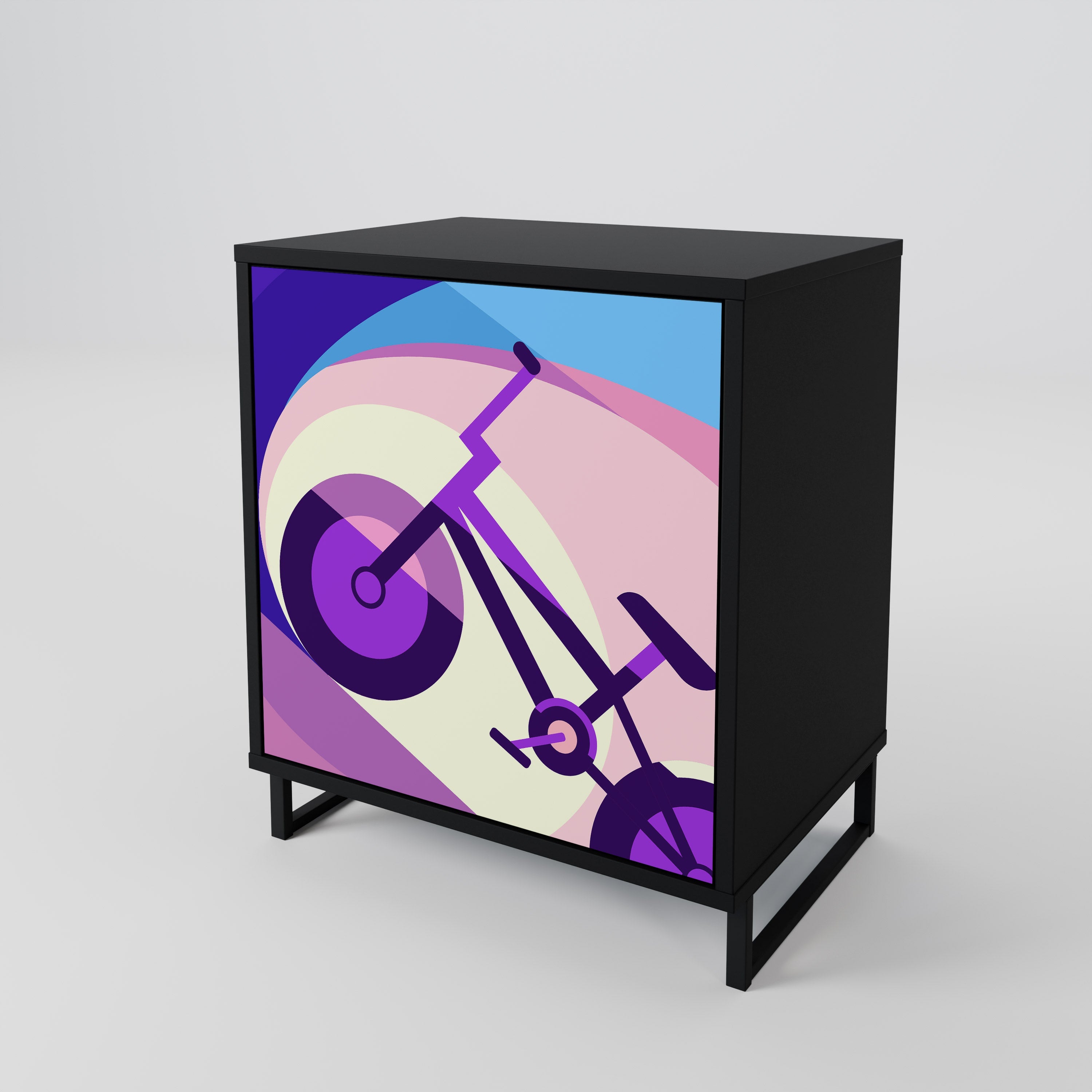 BIKE DREAMS Aparador de 1 Porta em Acabamento Preto