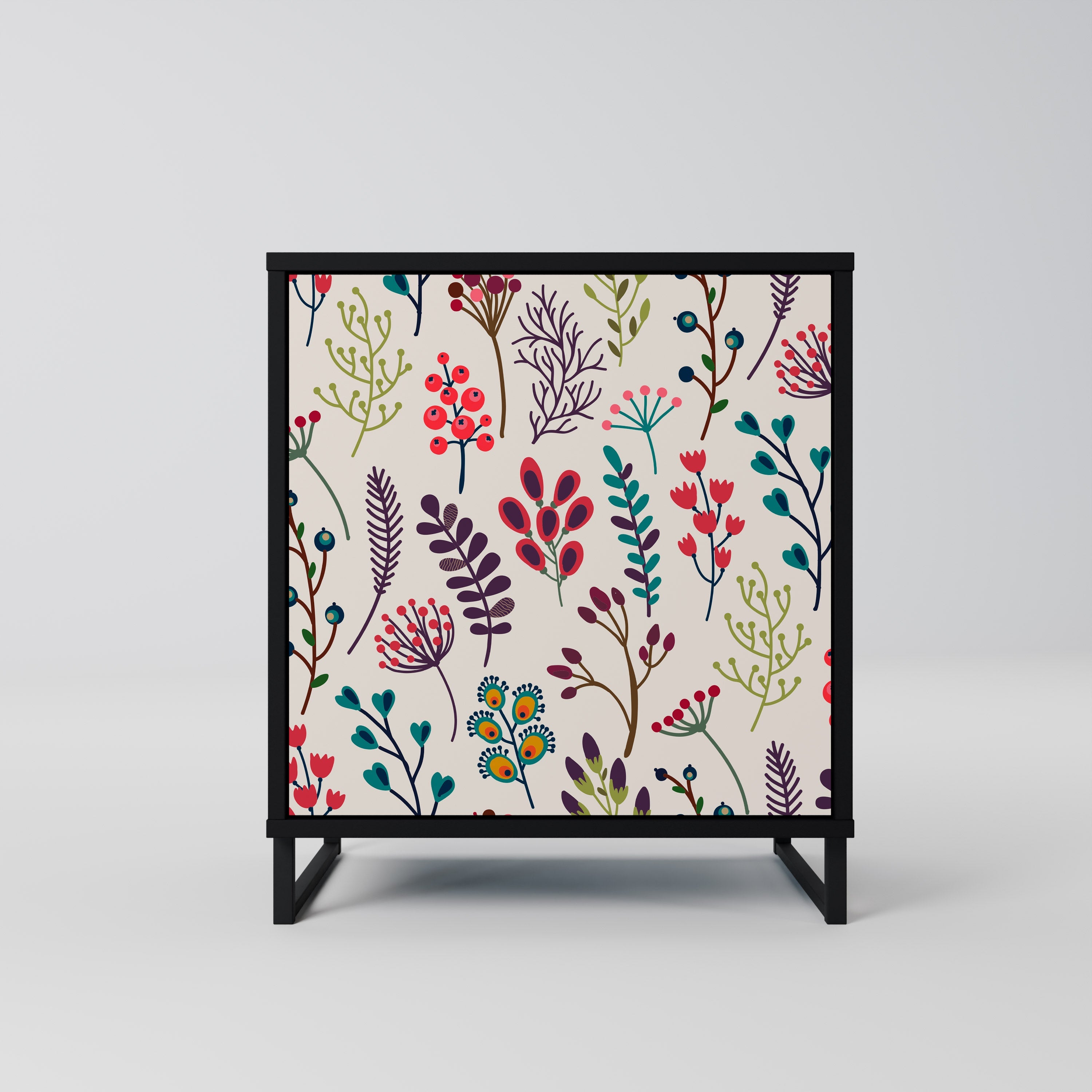 AUTUMN SUNDRIES Aparador de 1 Porta em Acabamento Preto