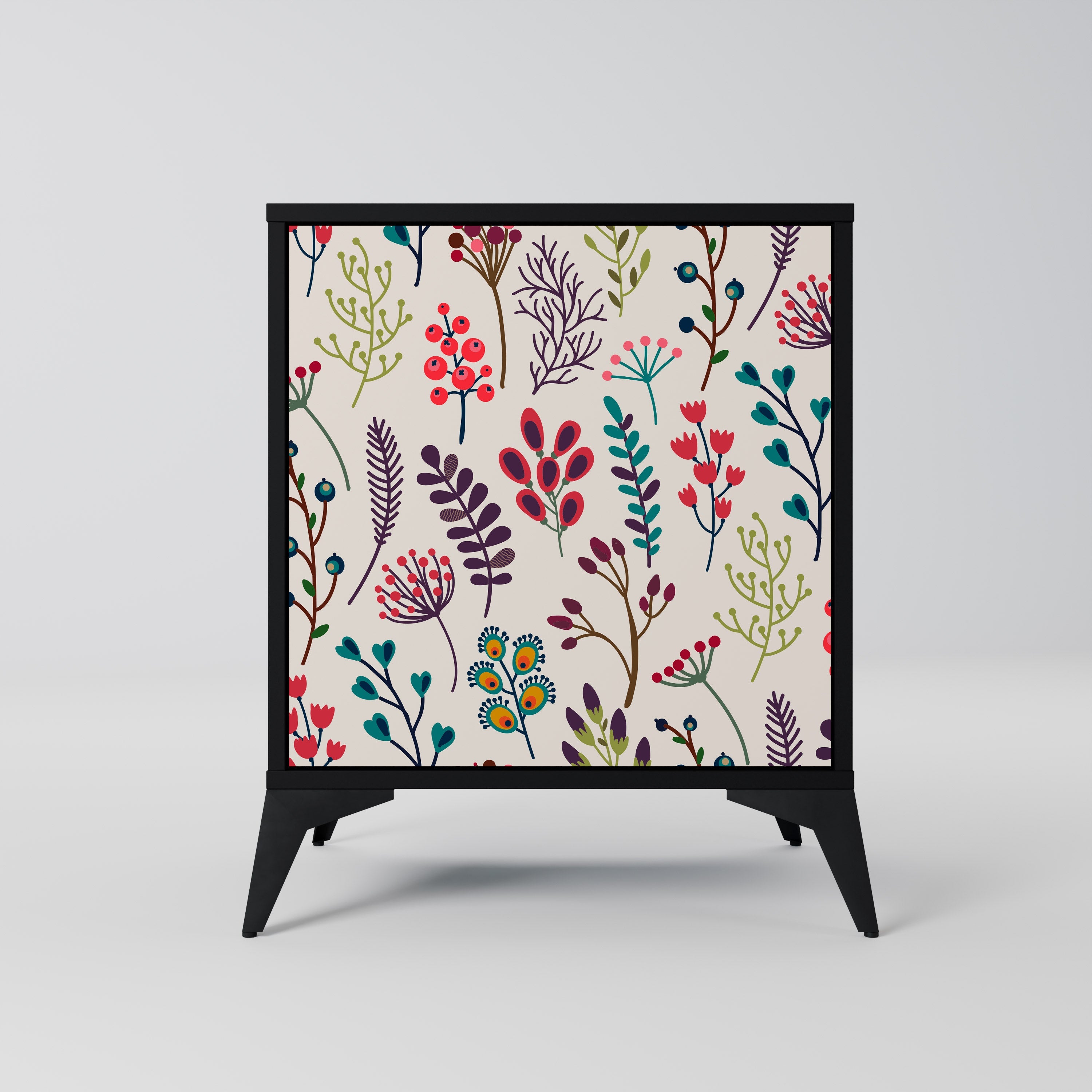 AUTUMN SUNDRIES Aparador de 1 Porta em Acabamento Preto