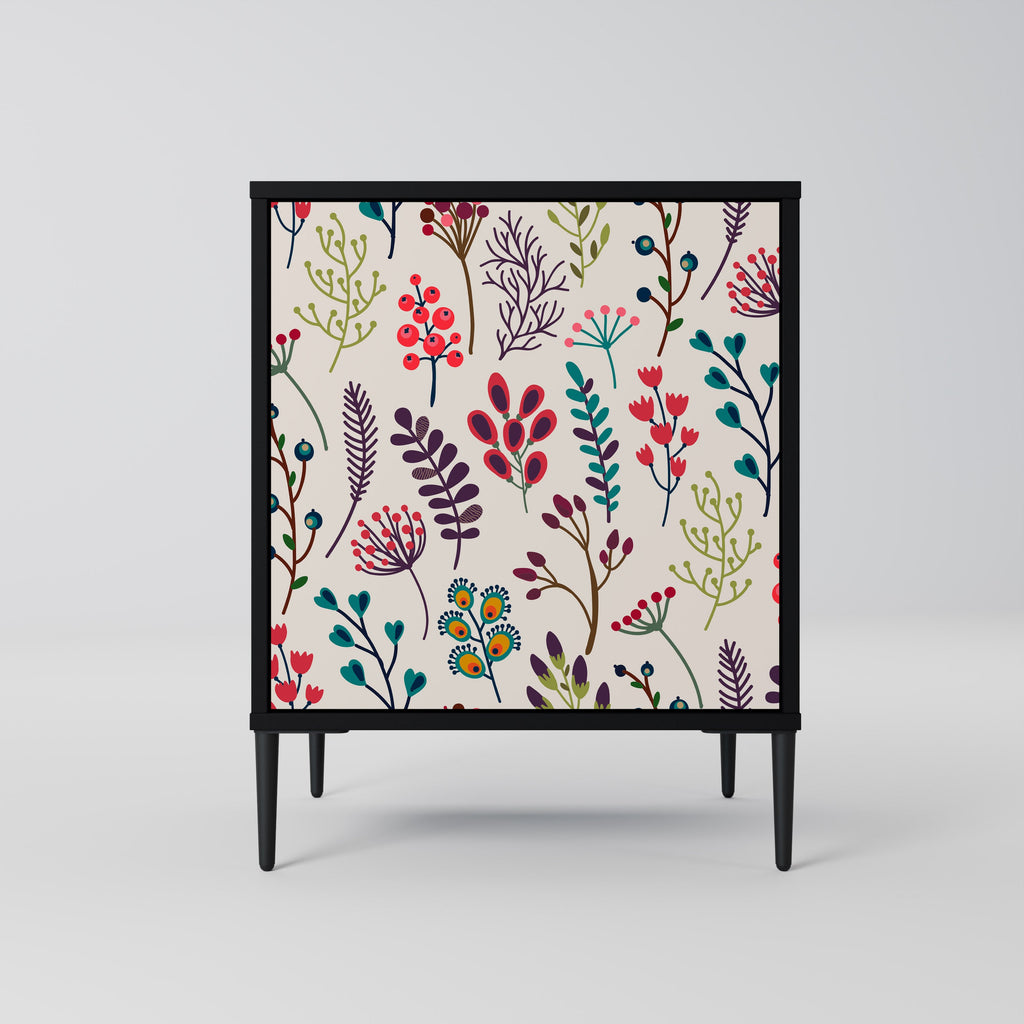 AUTUMN SUNDRIES Aparador de 1 Porta em Acabamento Preto