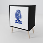 POLISH FOLK ART Aparador de 1 Porta em Acabamento Preto