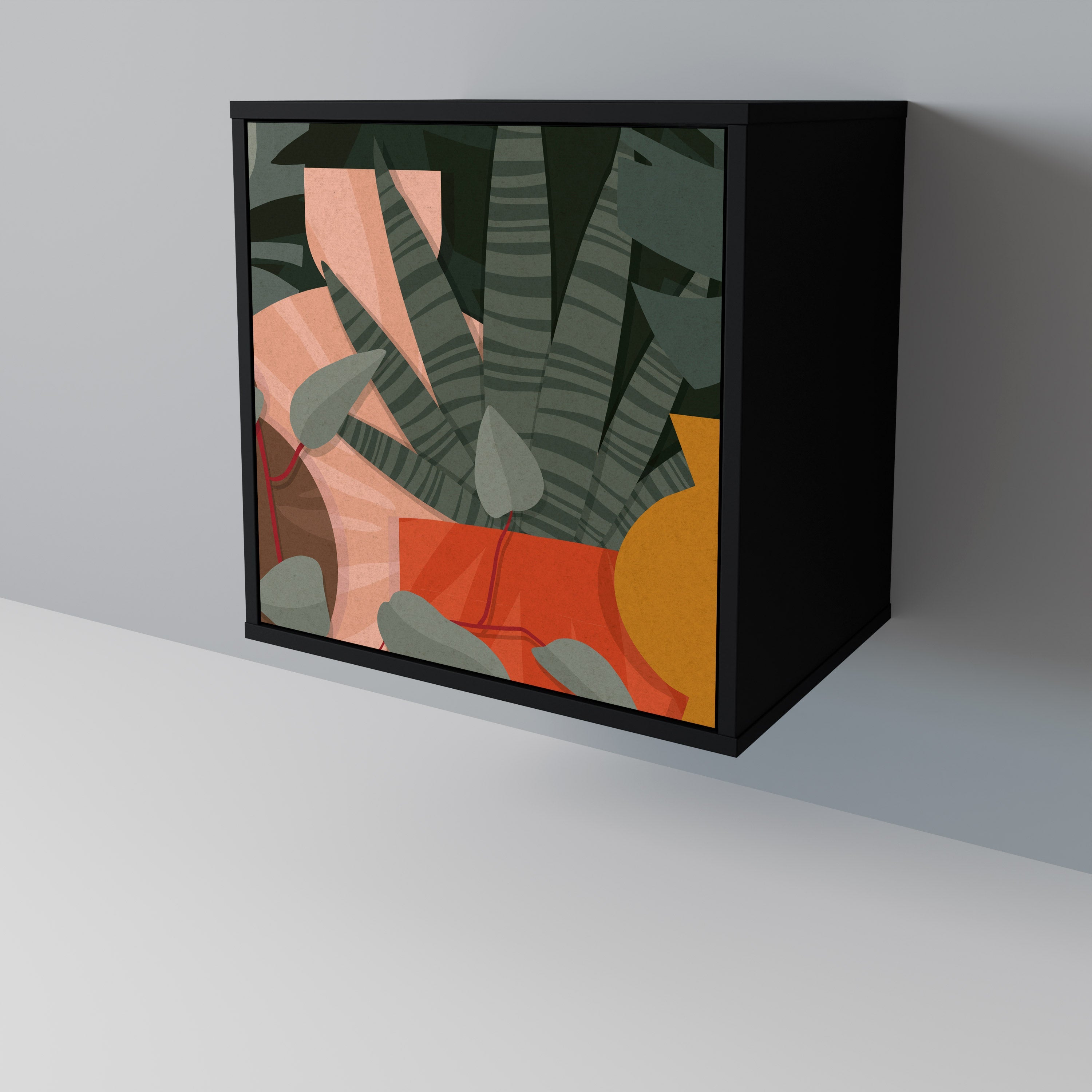 TROPICAL COMPOSITION Aparador de 1 Porta em Acabamento Preto