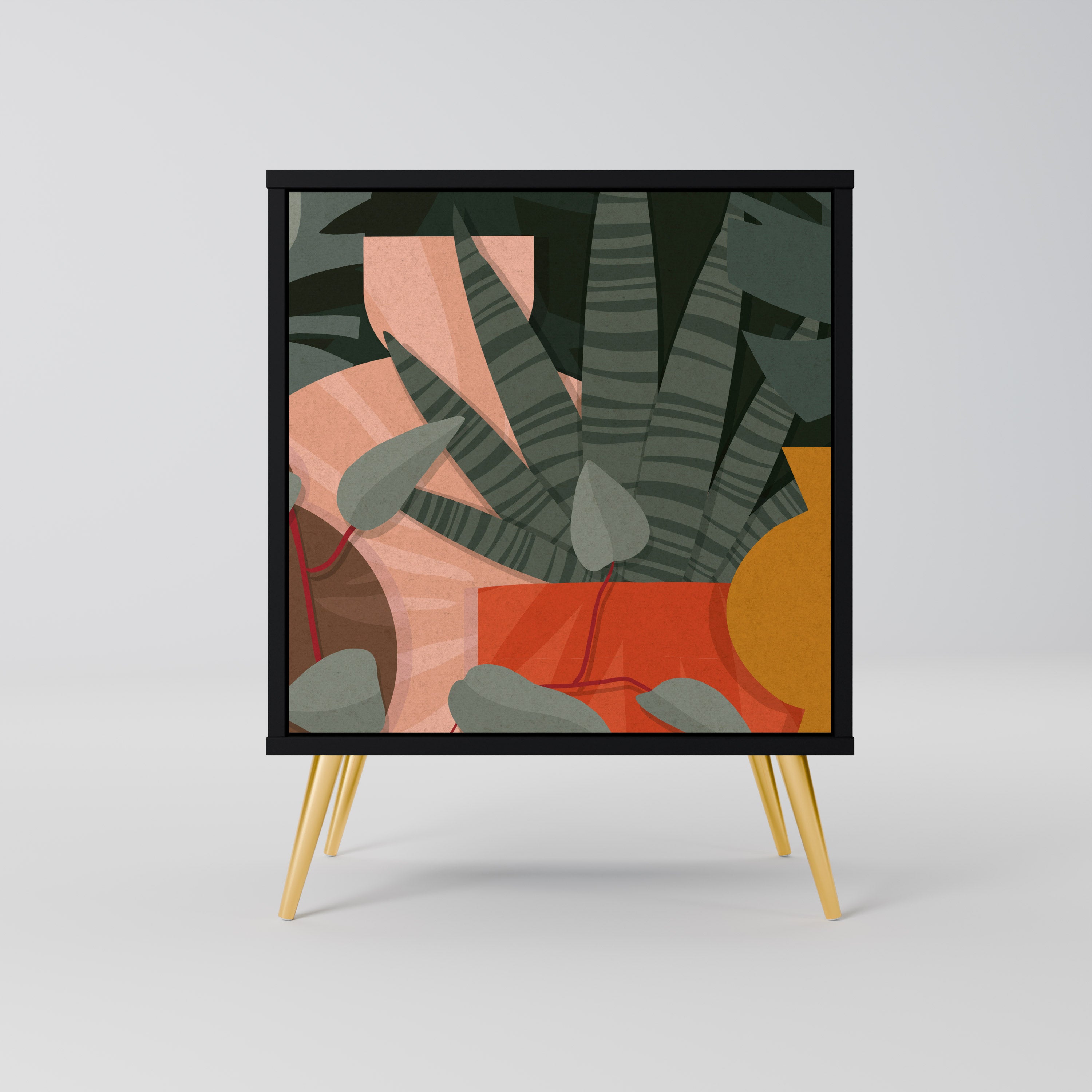 TROPICAL COMPOSITION Aparador de 1 Porta em Acabamento Preto