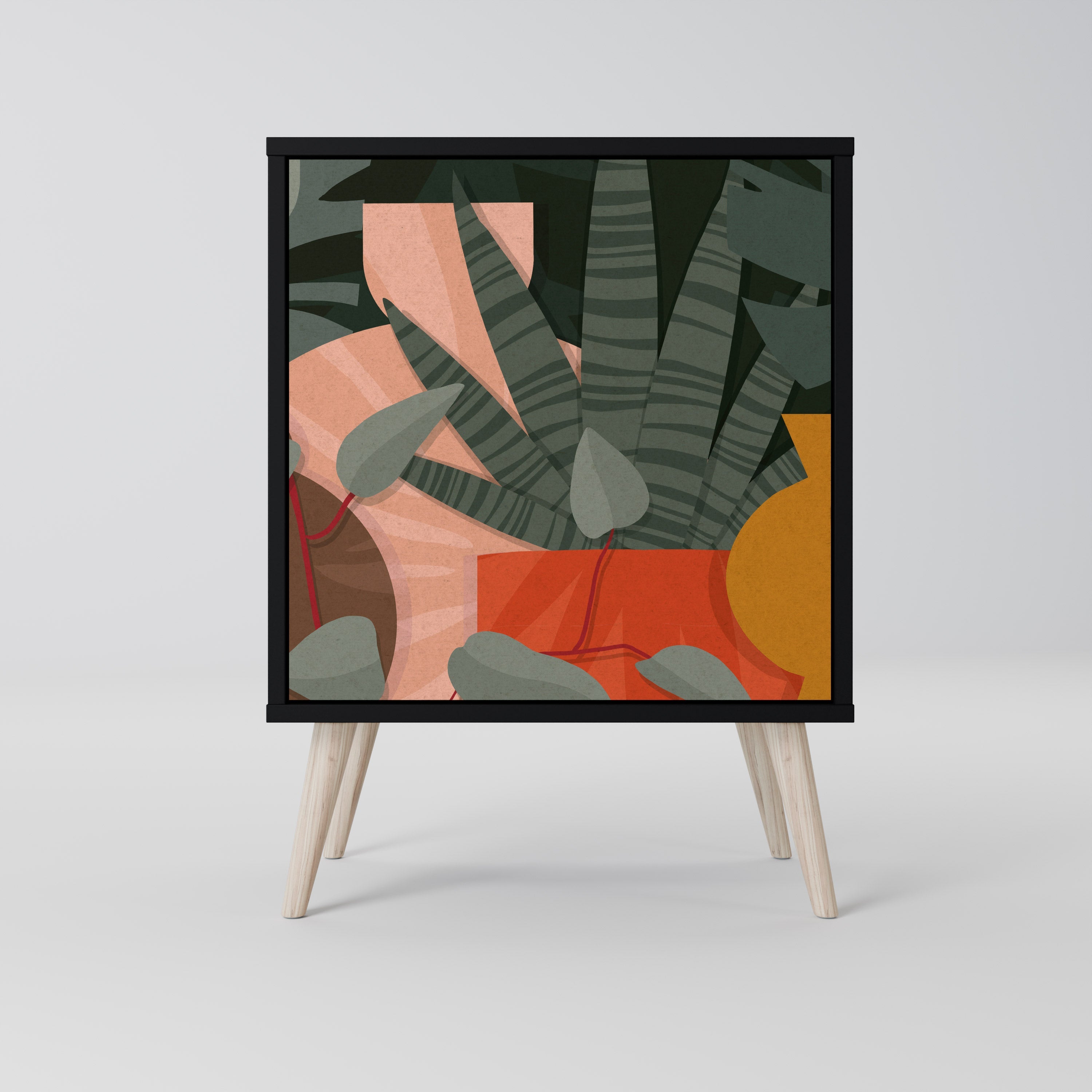 TROPICAL COMPOSITION Aparador de 1 Porta em Acabamento Preto