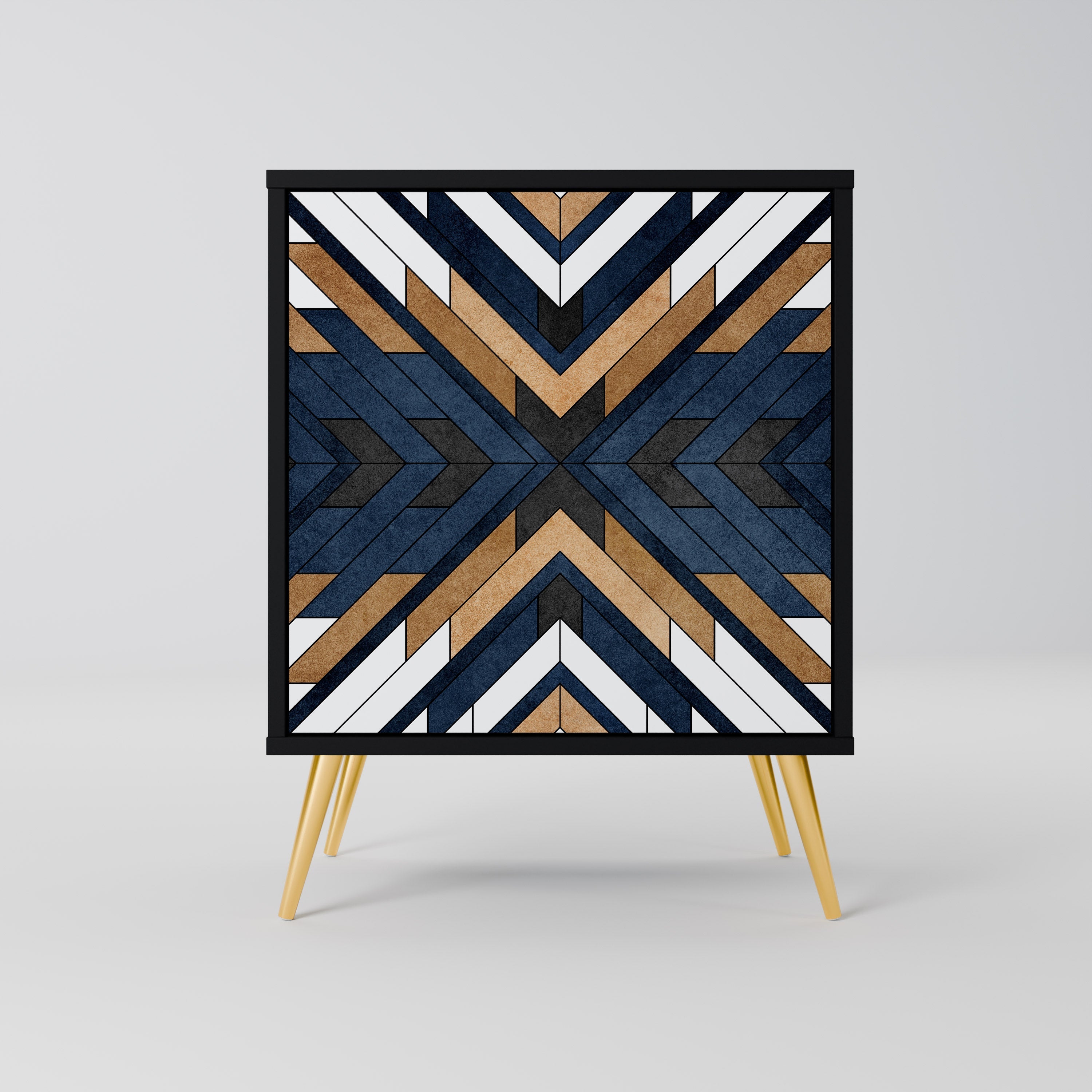 ARTFUL GEOMETRY Aparador de 1 Porta em Acabamento Preto