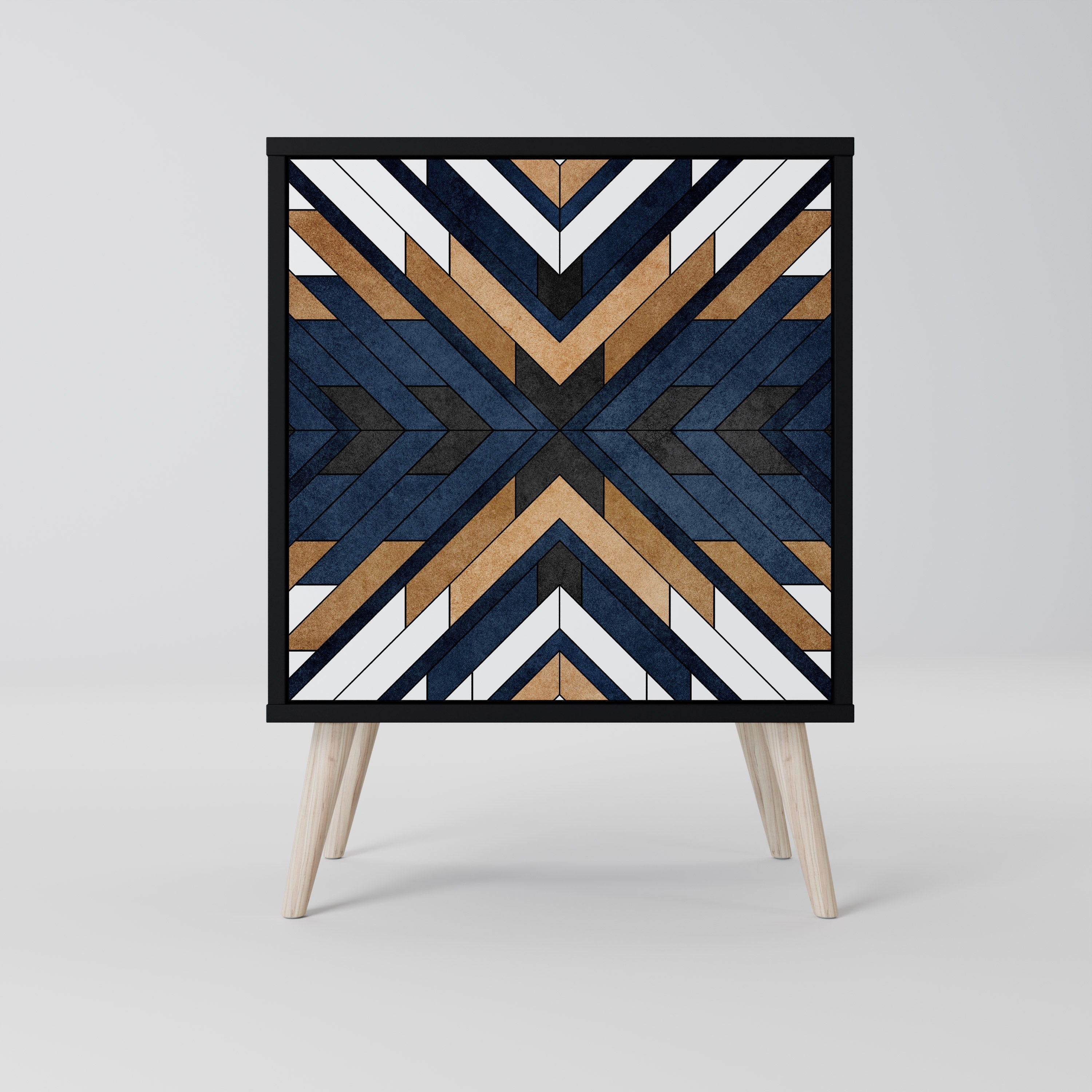 ARTFUL GEOMETRY Aparador de 1 Porta em Acabamento Preto