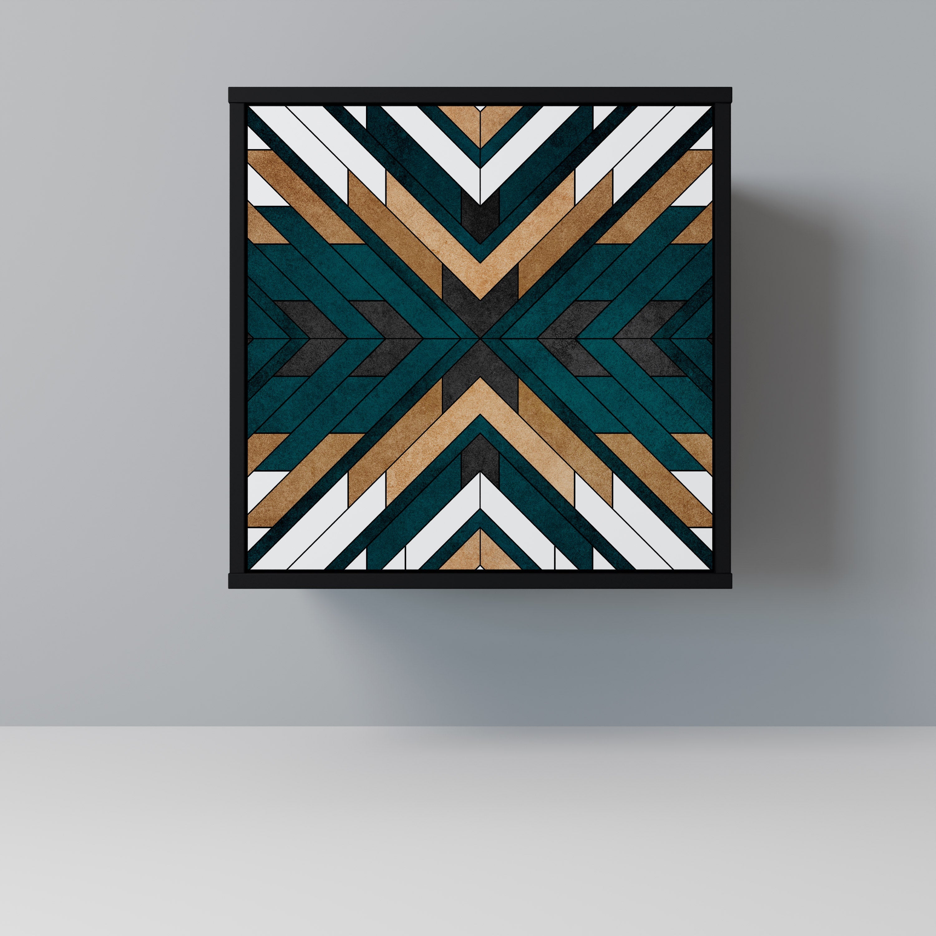 ARTISTIC GEOMETRY Aparador de 1 Porta em Acabamento Preto