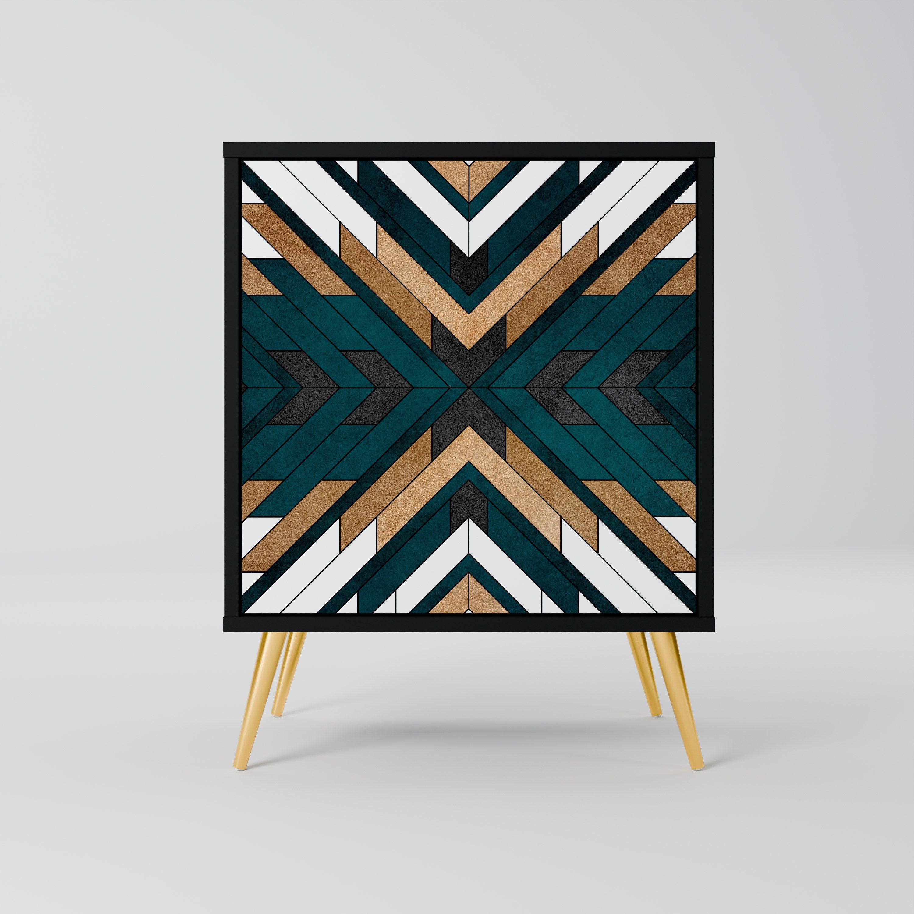 ARTISTIC GEOMETRY Aparador de 1 Porta em Acabamento Preto