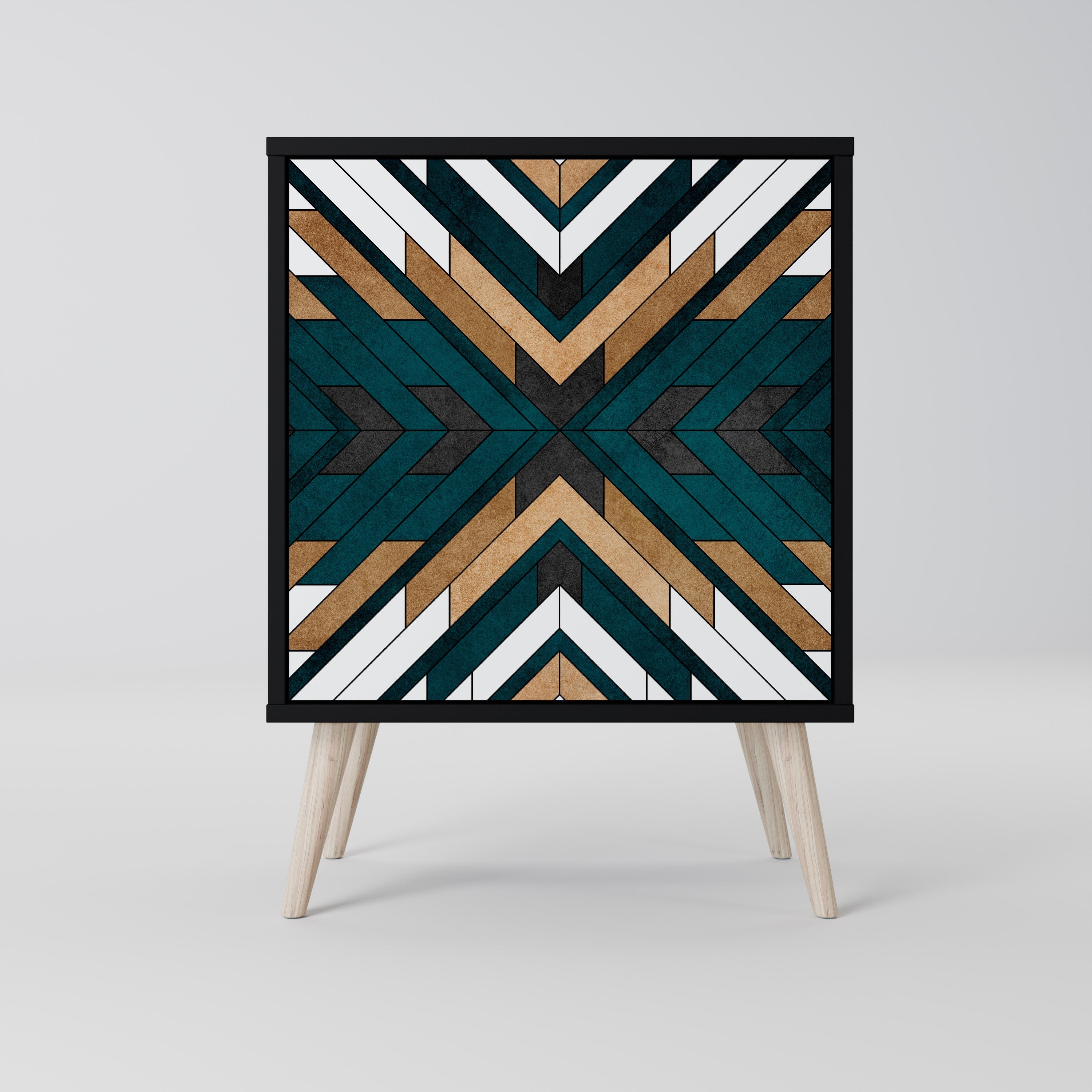 ARTISTIC GEOMETRY Aparador de 1 Porta em Acabamento Preto