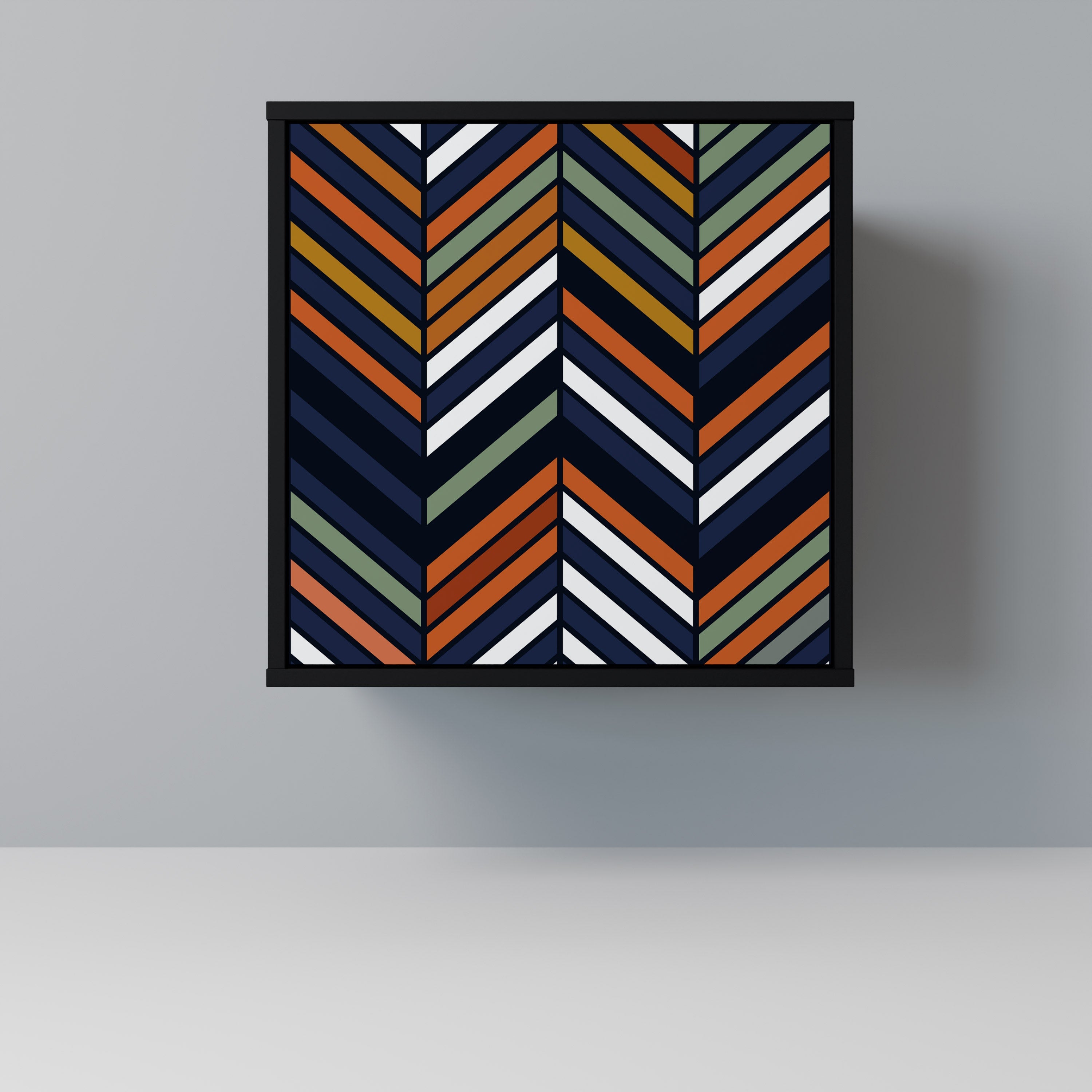 VIBRANT PATCHWORK Aparador de 1 Porta em Acabamento Preto