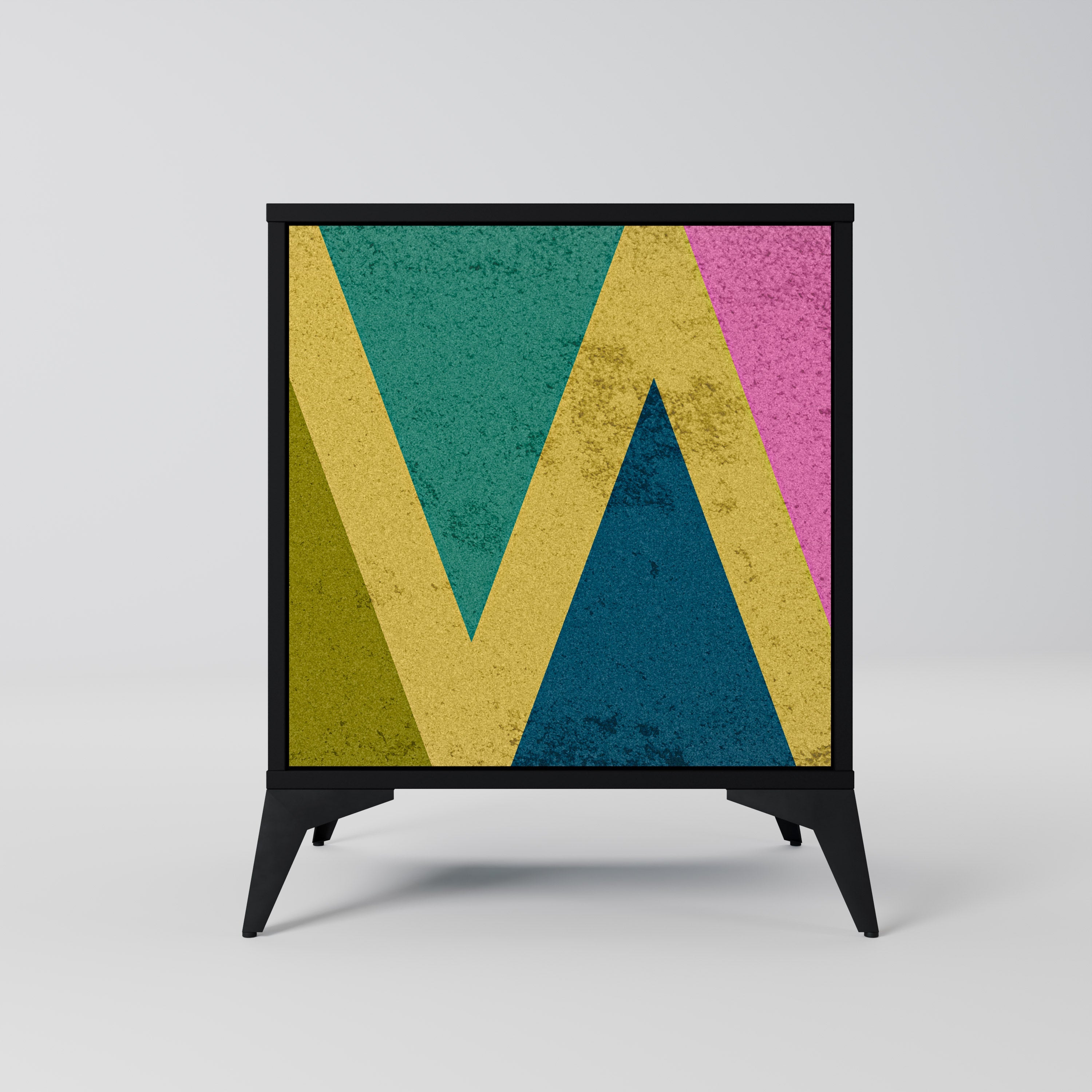 COLORFUL TRIANGLES Aparador de 1 Porta em Acabamento Preto