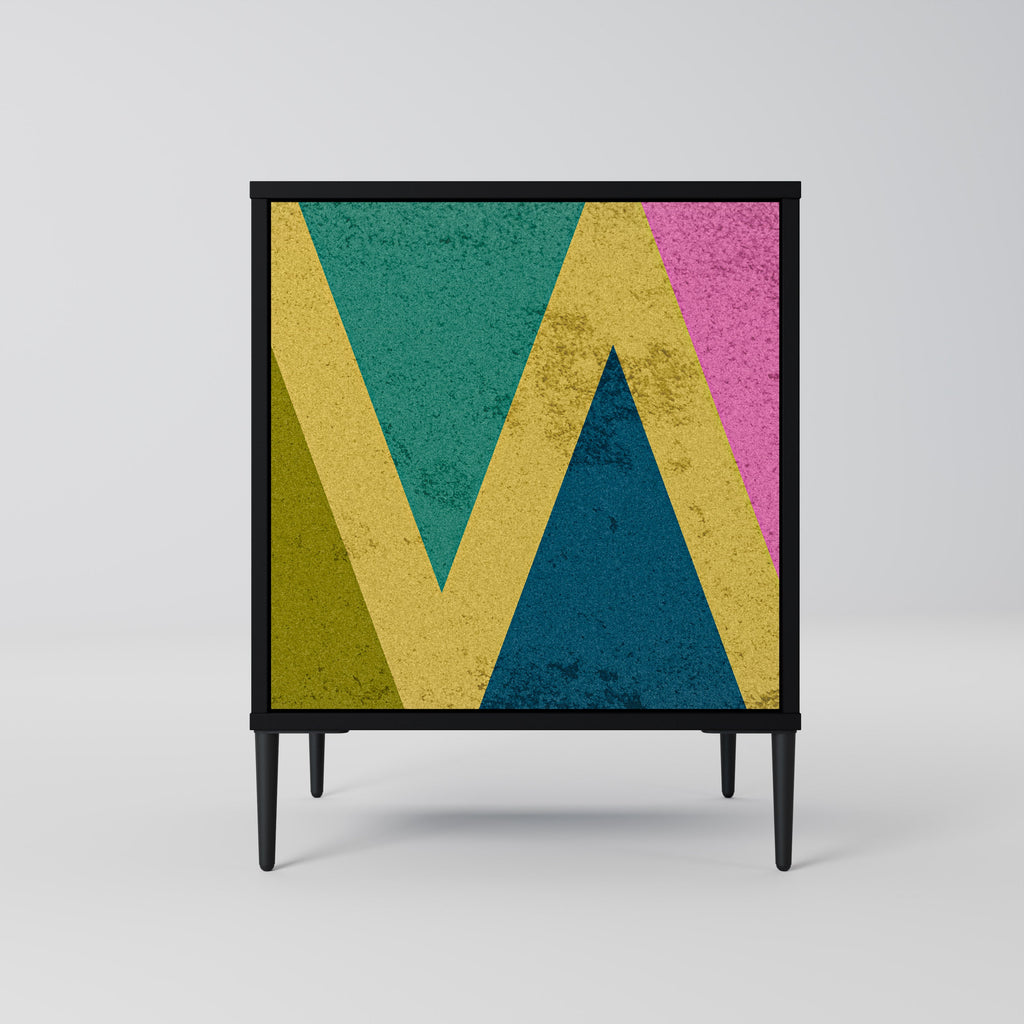 COLORFUL TRIANGLES Aparador de 1 Porta em Acabamento Preto