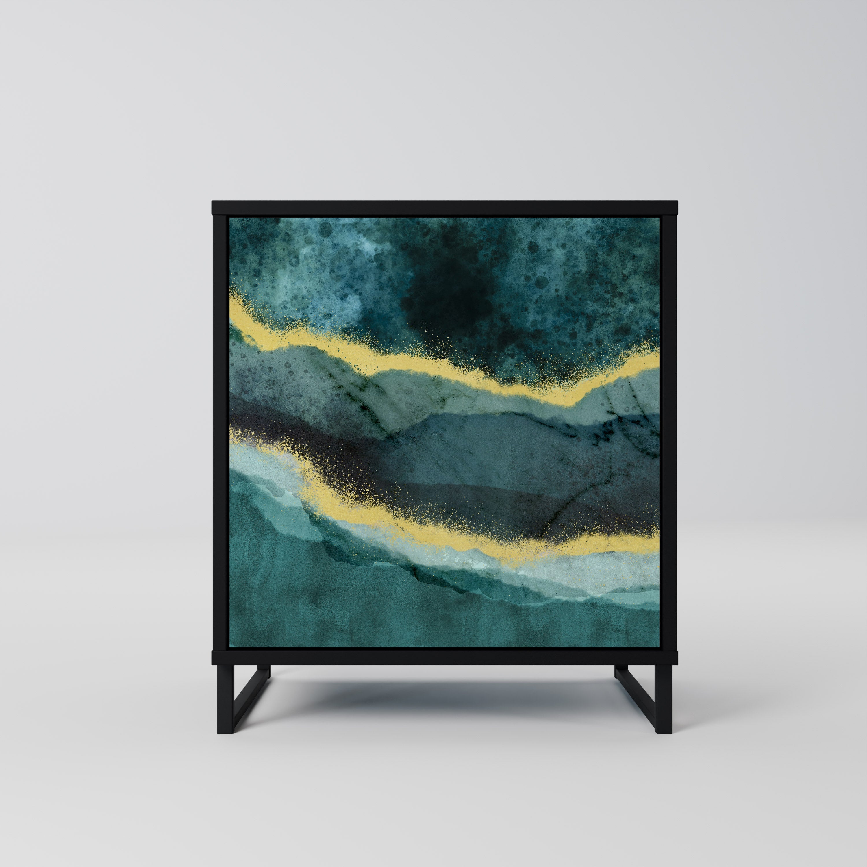 GOLDRUSH ODYSSEY Aparador de 1 Porta em Acabamento Preto