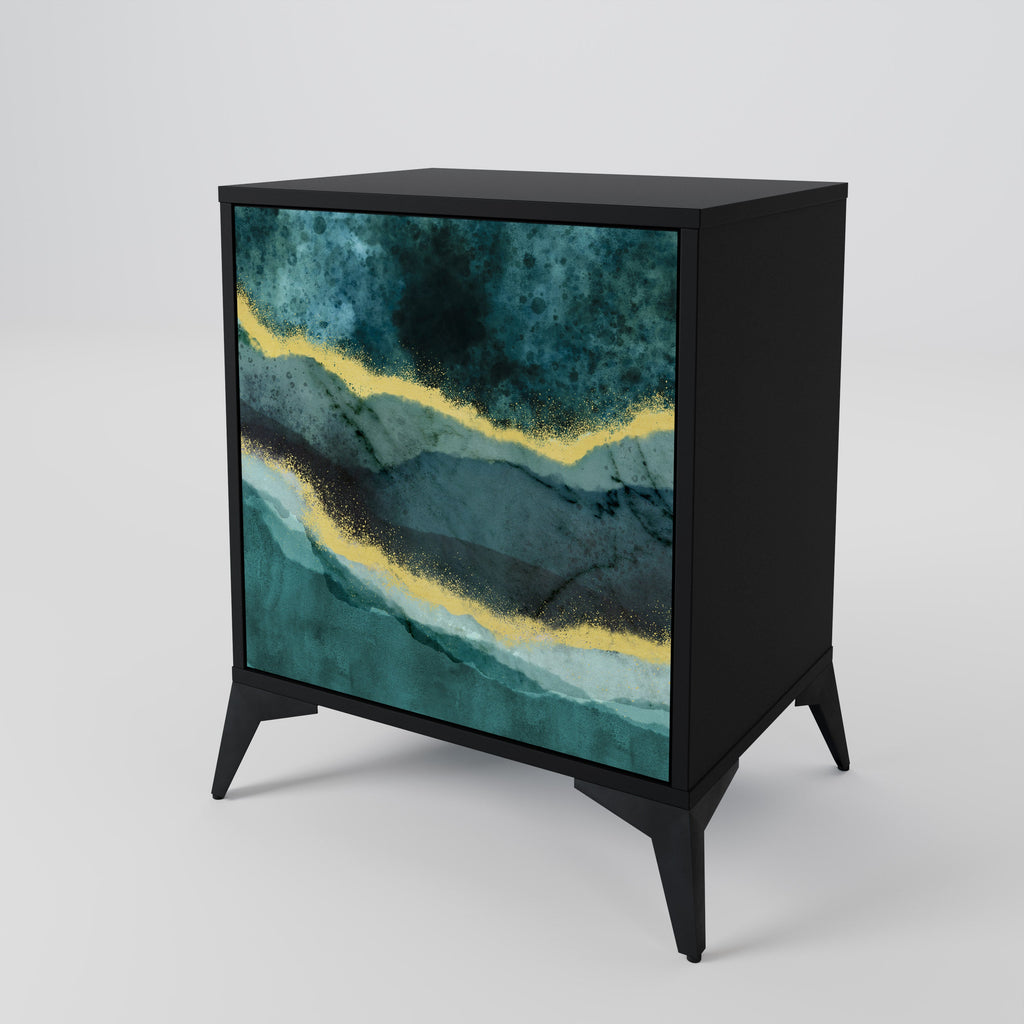 GOLDRUSH ODYSSEY Aparador de 1 Porta em Acabamento Preto