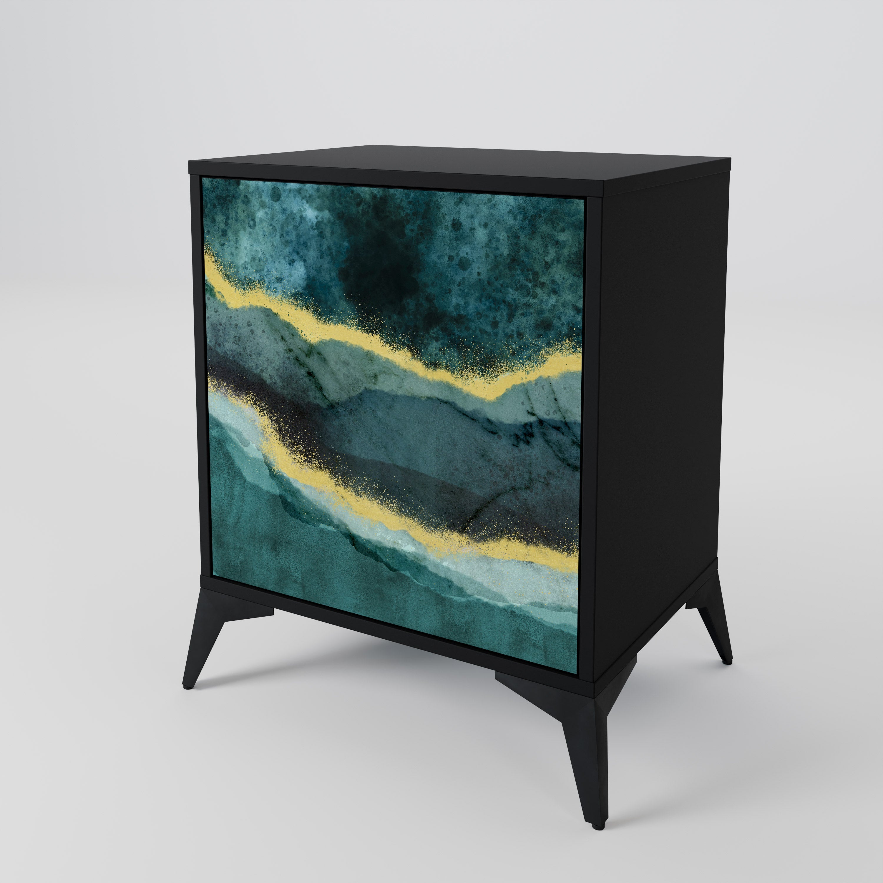 GOLDRUSH ODYSSEY Aparador de 1 Porta em Acabamento Preto