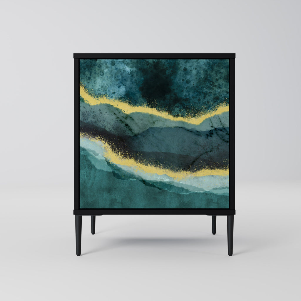 GOLDRUSH ODYSSEY Aparador de 1 Porta em Acabamento Preto