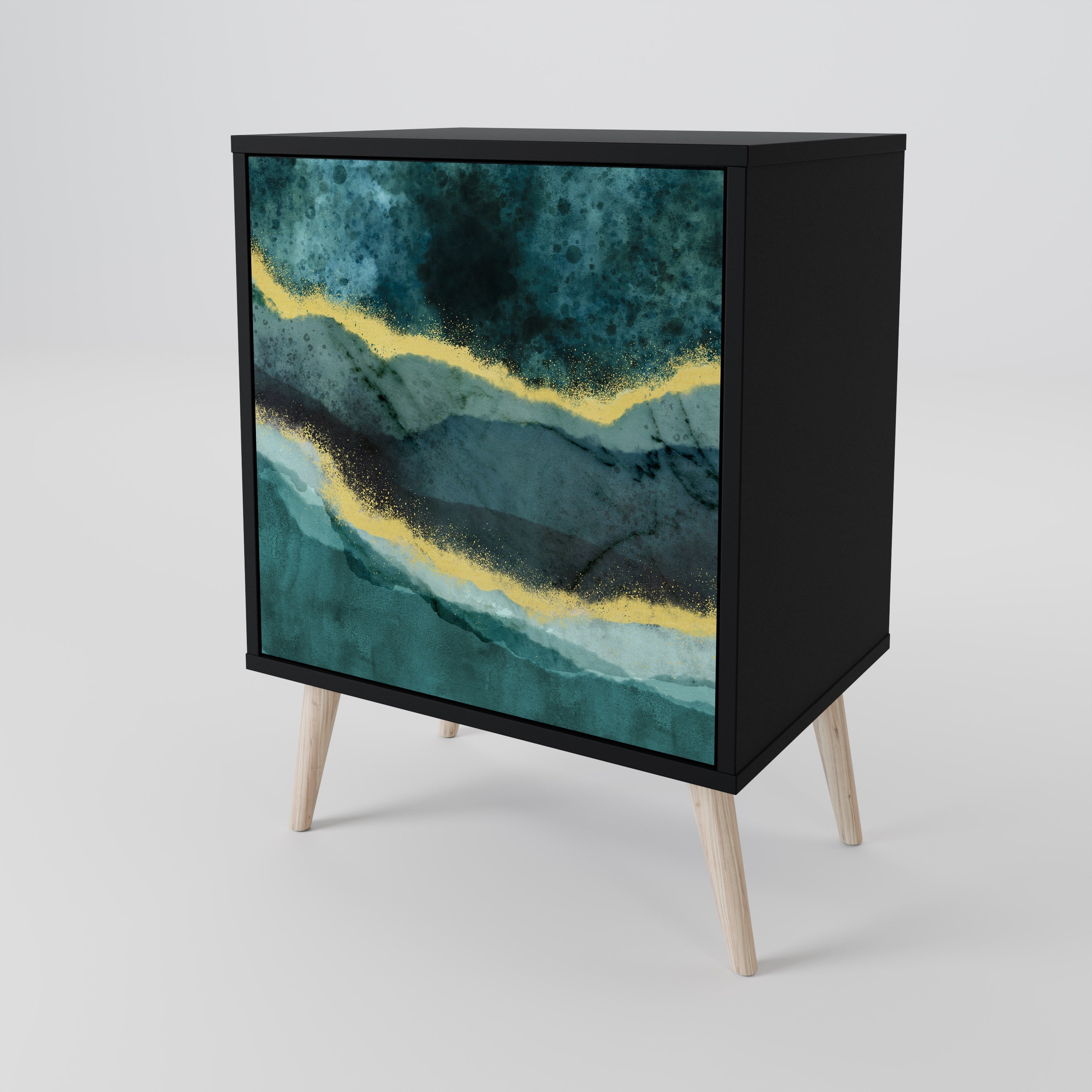 GOLDRUSH ODYSSEY Aparador de 1 Porta em Acabamento Preto