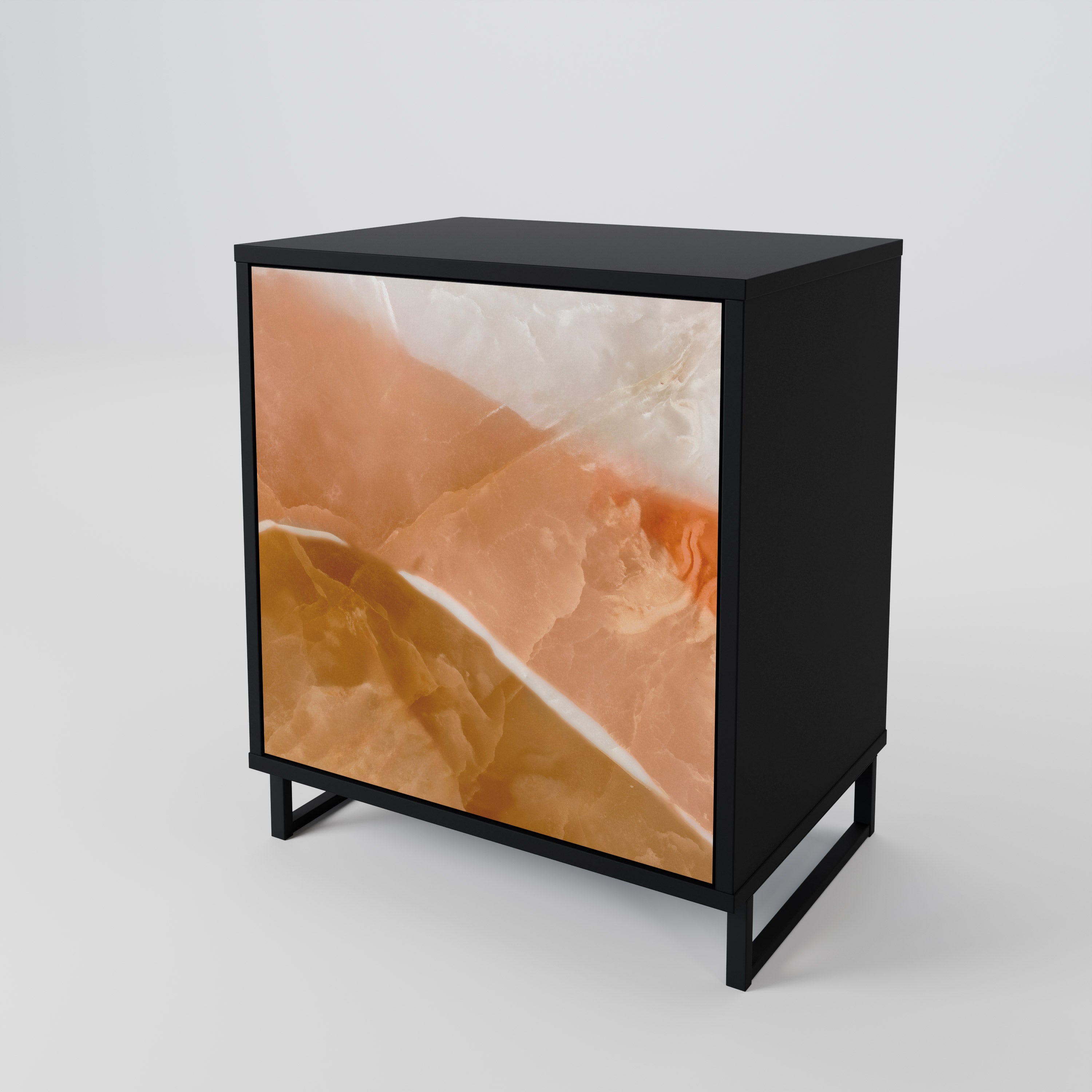 SANDHILLS SPLENDOUR Aparador de 1 Porta em Acabamento Preto