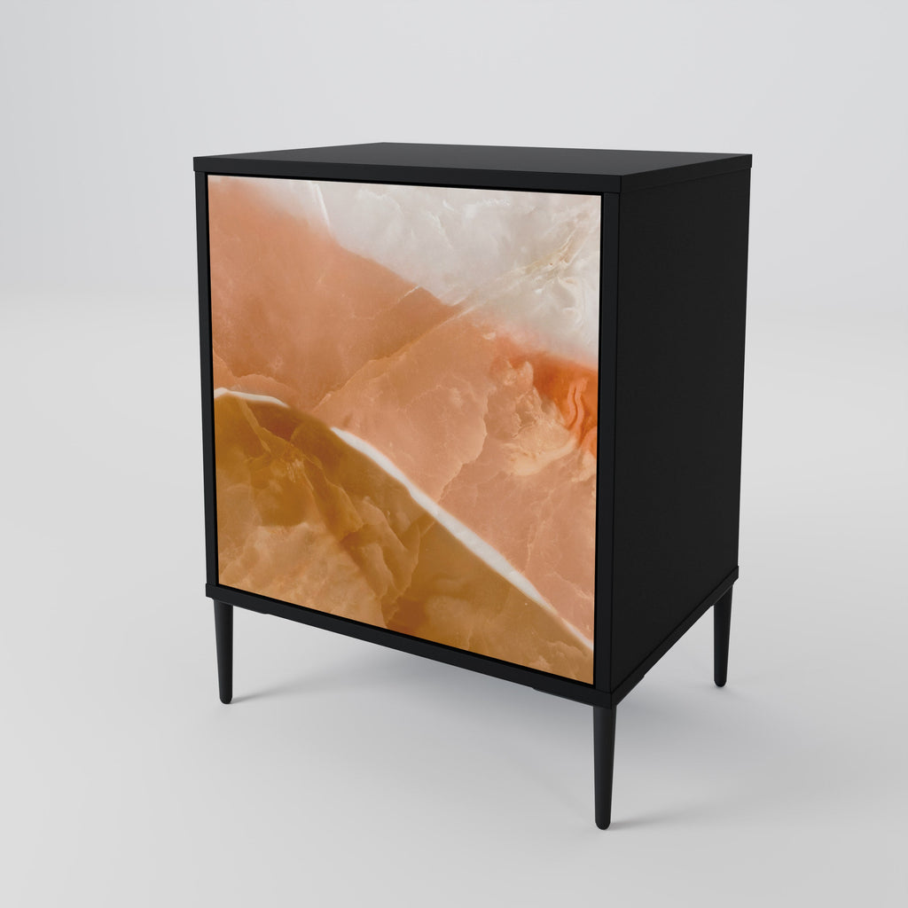 SANDHILLS SPLENDOUR Aparador de 1 Porta em Acabamento Preto