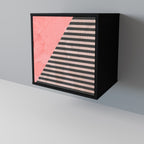 GLAMOROUS STRIPE Aparador de 1 Porta em Acabamento Preto