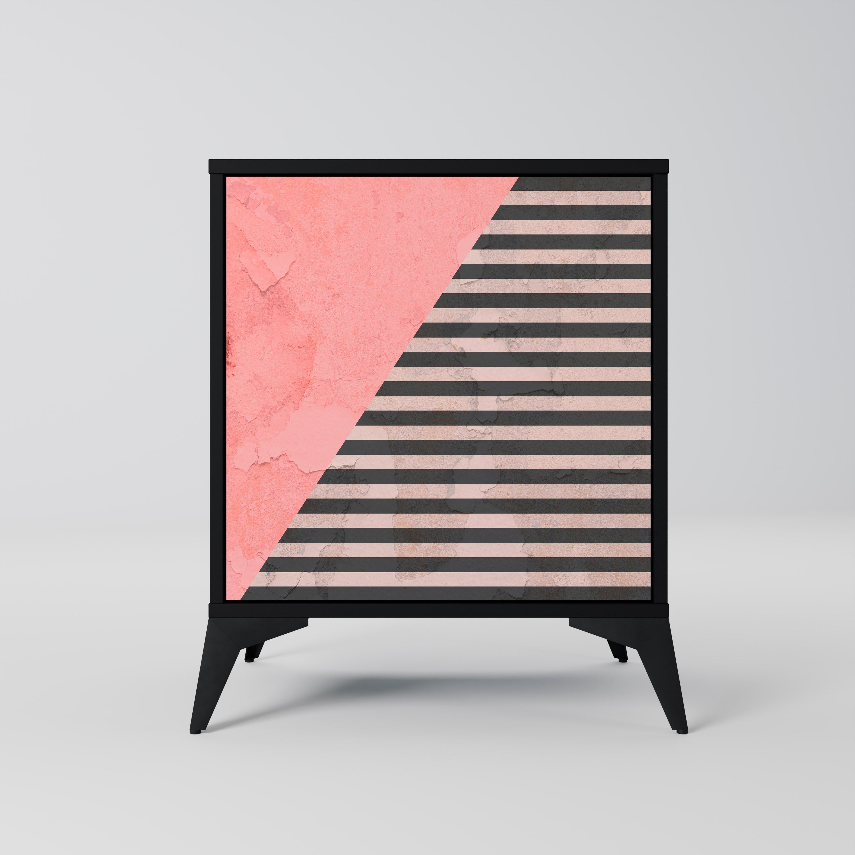 GLAMOROUS STRIPE Aparador de 1 Porta em Acabamento Preto