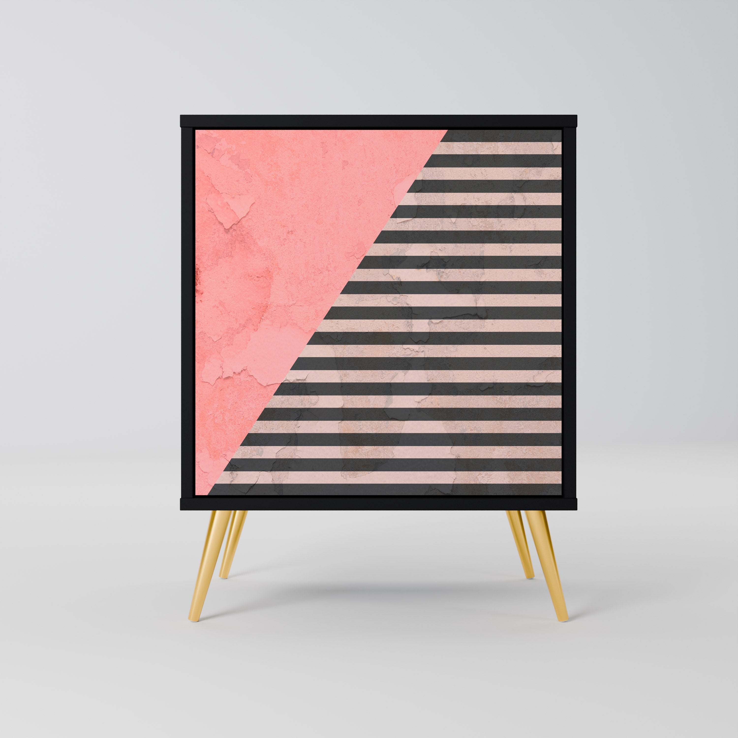 GLAMOROUS STRIPE Aparador de 1 Porta em Acabamento Preto