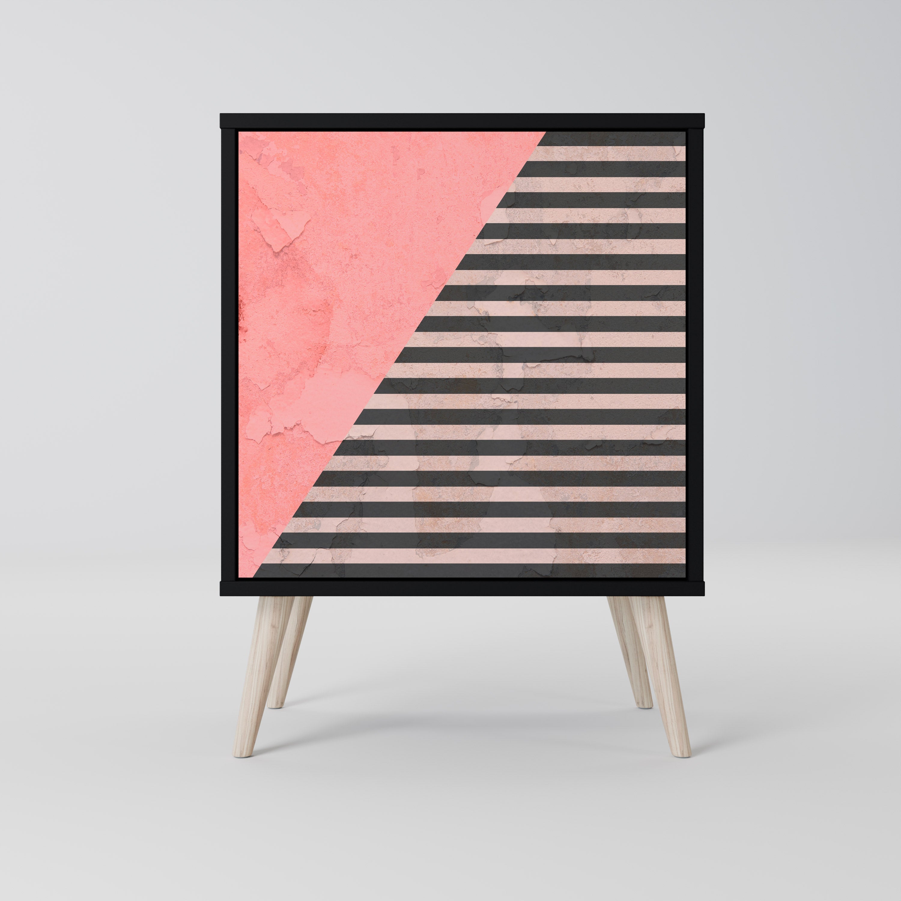 GLAMOROUS STRIPE Aparador de 1 Porta em Acabamento Preto