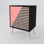 GLAMOROUS STRIPE Aparador de 1 Porta em Acabamento Preto