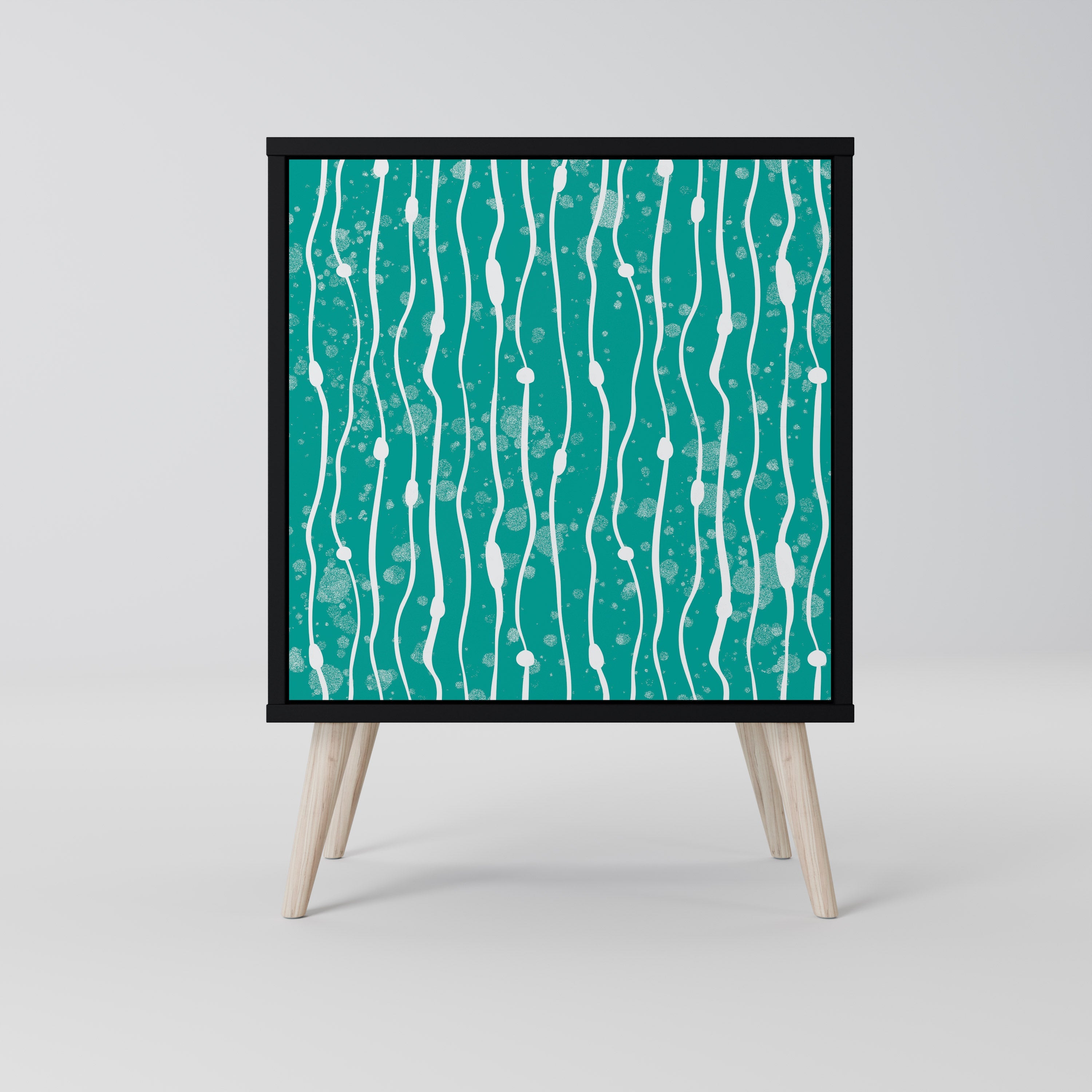 TURQUOISE RAIN Aparador de 1 Porta em Acabamento Preto