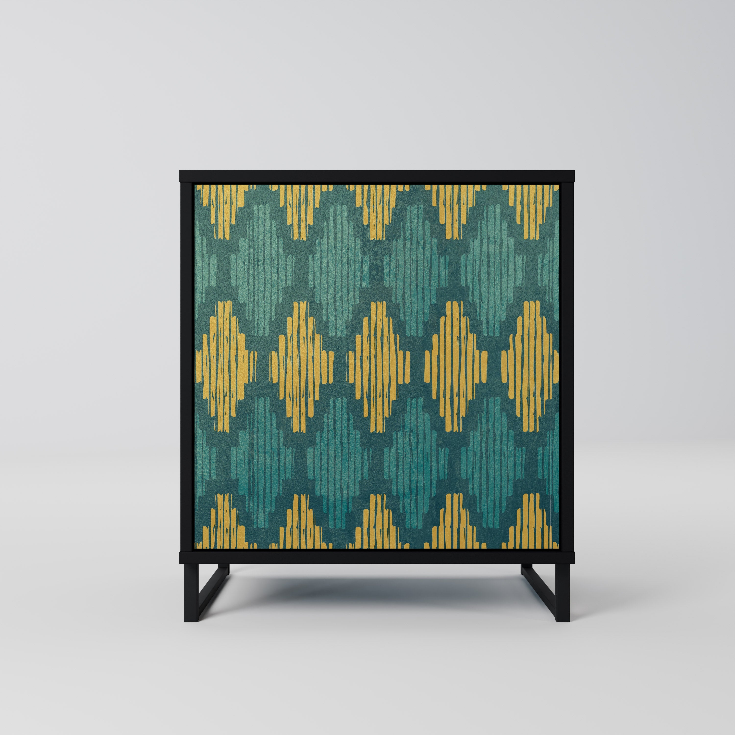 POLYGONS Aparador de 1 Porta em Acabamento Preto