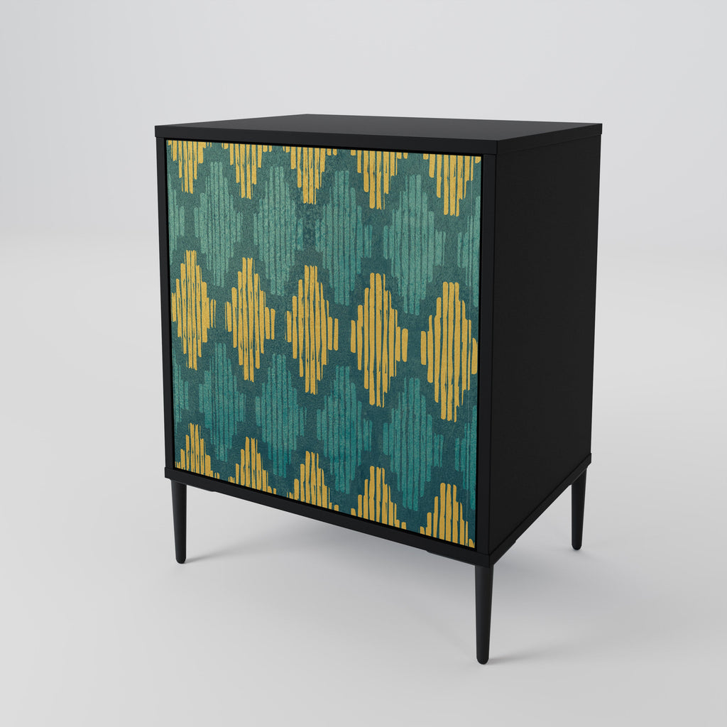 POLYGONS 1-Door Sideboard in Black Finish