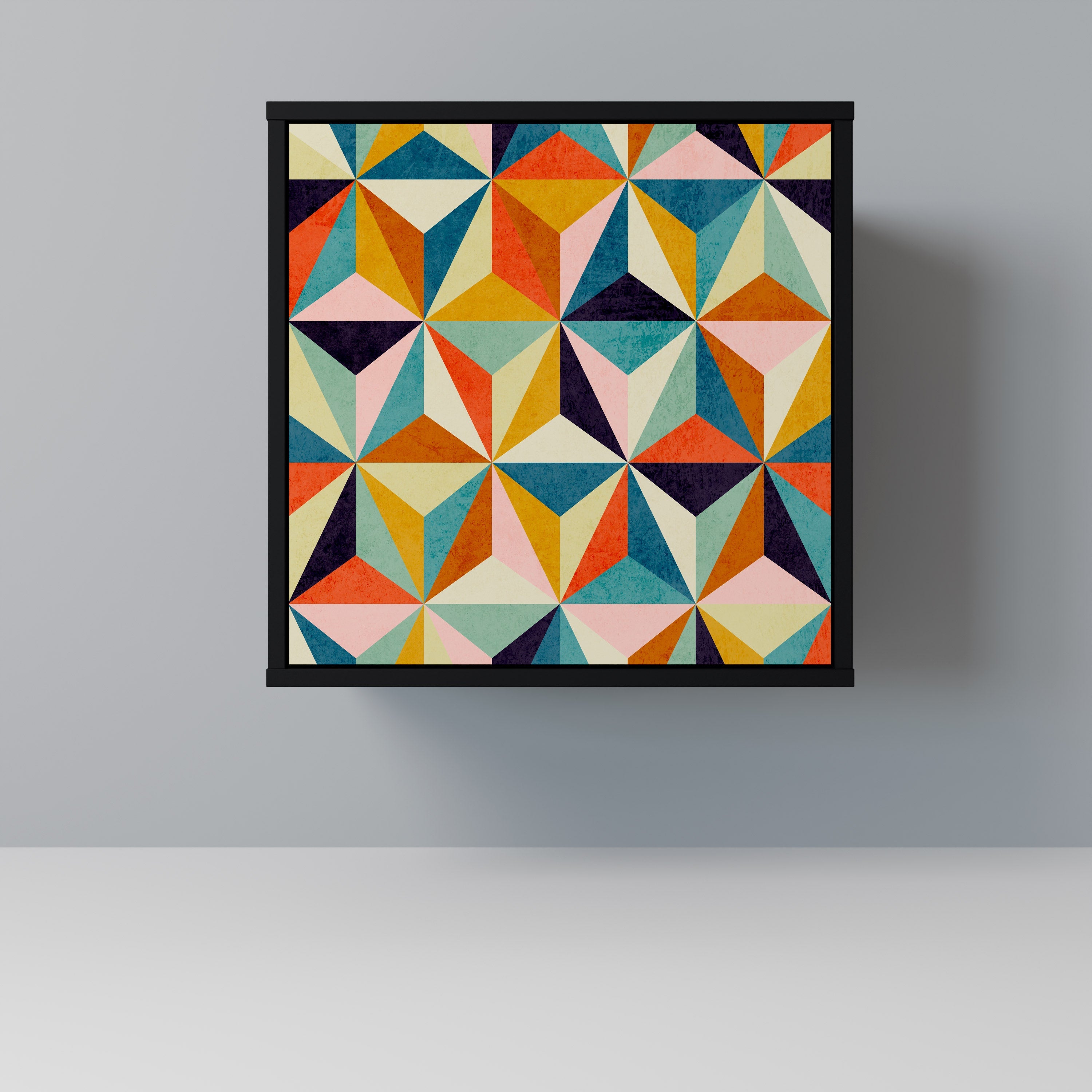 TESSELATE TREASURES Aparador de 1 Porta em Acabamento Preto