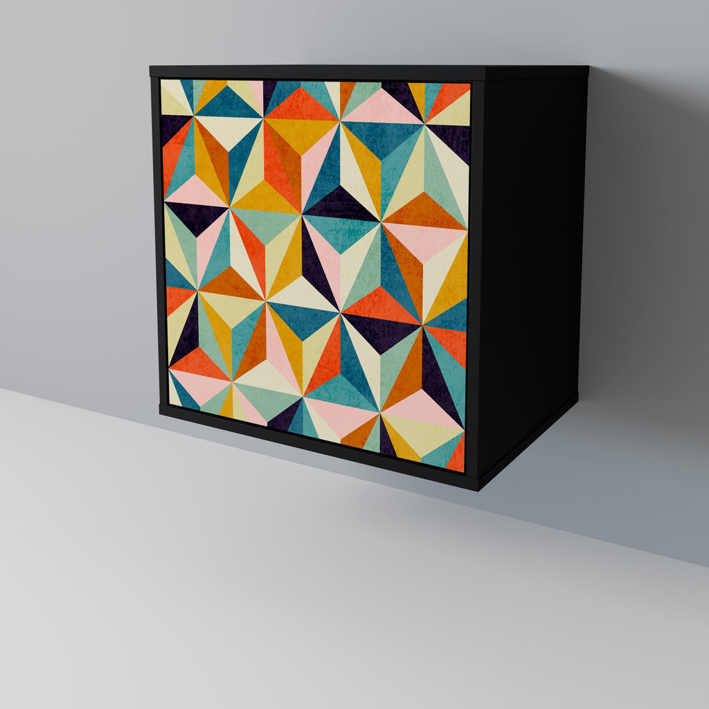 TESSELATE TREASURES Aparador de 1 Porta em Acabamento Preto