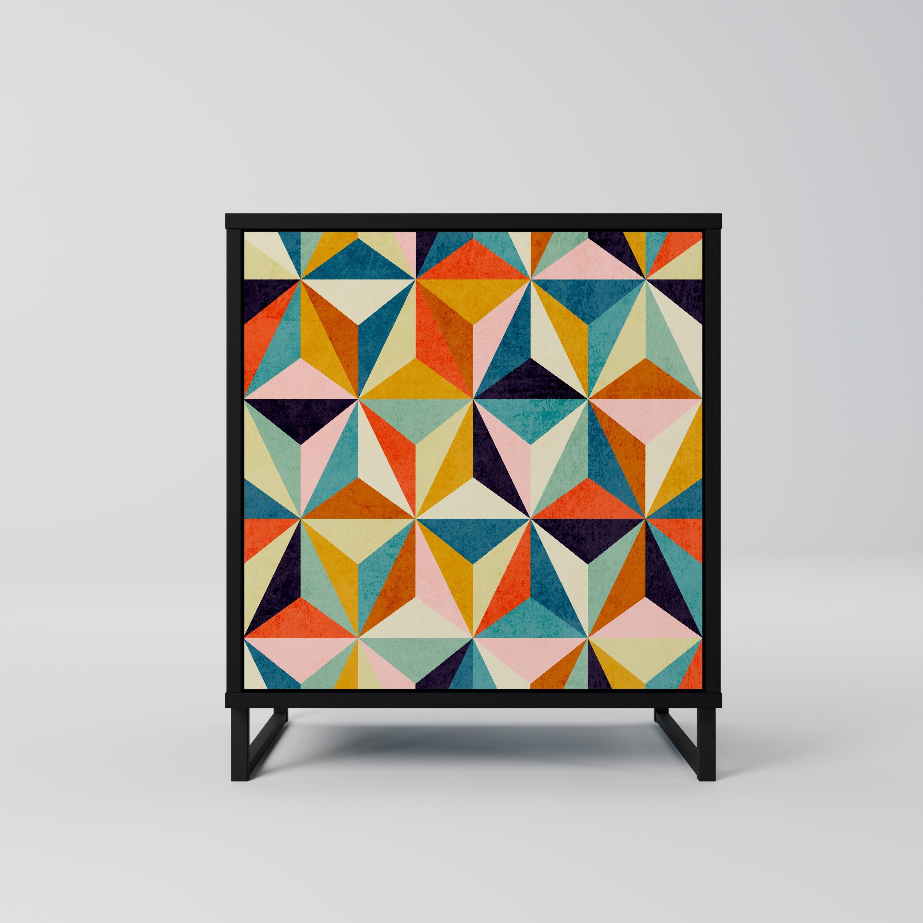 TESSELATE TREASURES Aparador de 1 Porta em Acabamento Preto