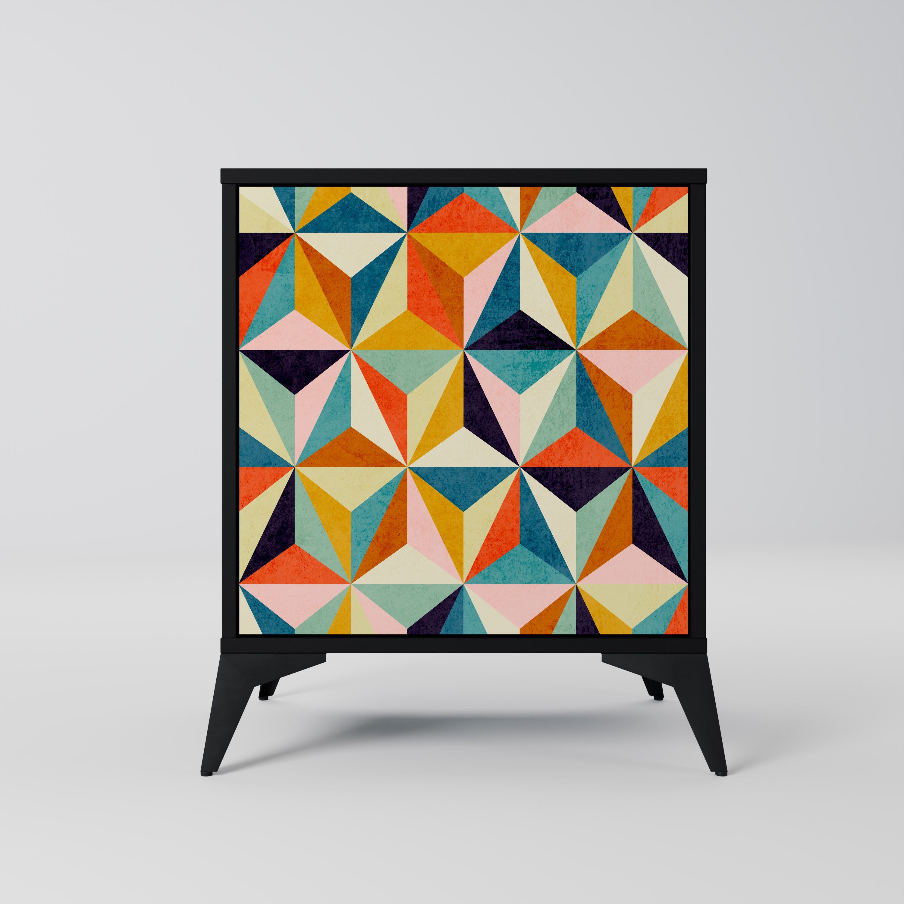 TESSELATE TREASURES Aparador de 1 Porta em Acabamento Preto