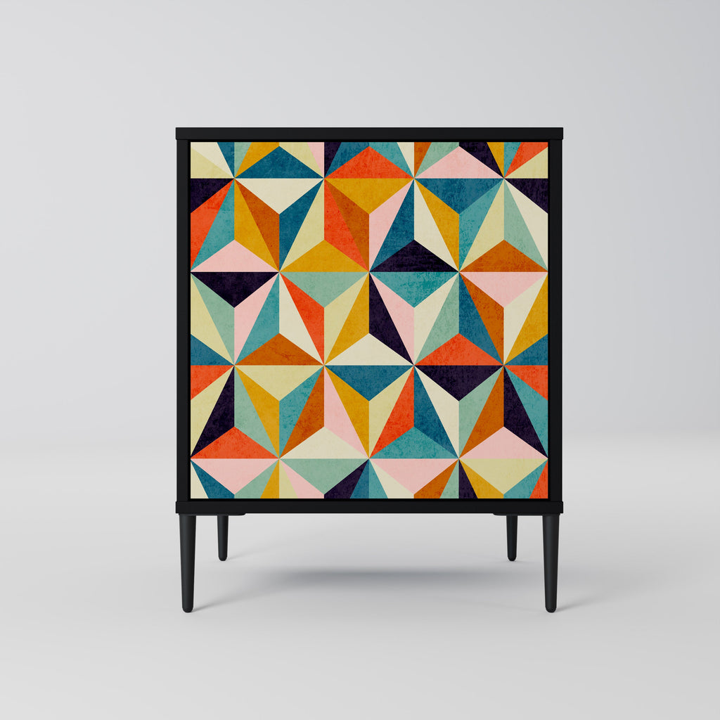 TESSELATE TREASURES Aparador de 1 Porta em Acabamento Preto