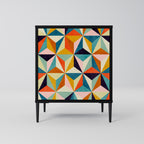 TESSELATE TREASURES Aparador de 1 Porta em Acabamento Preto