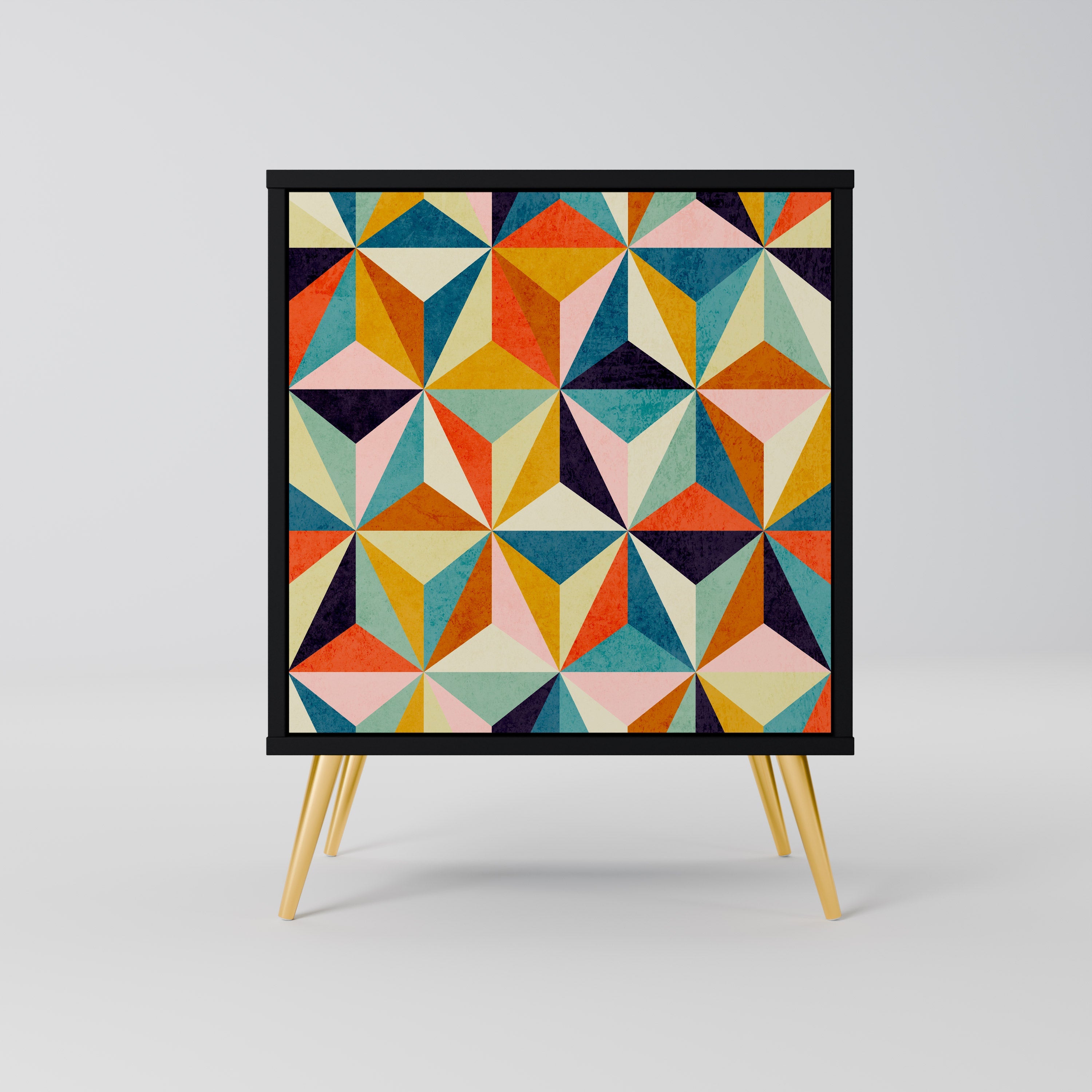 TESSELATE TREASURES Aparador de 1 Porta em Acabamento Preto