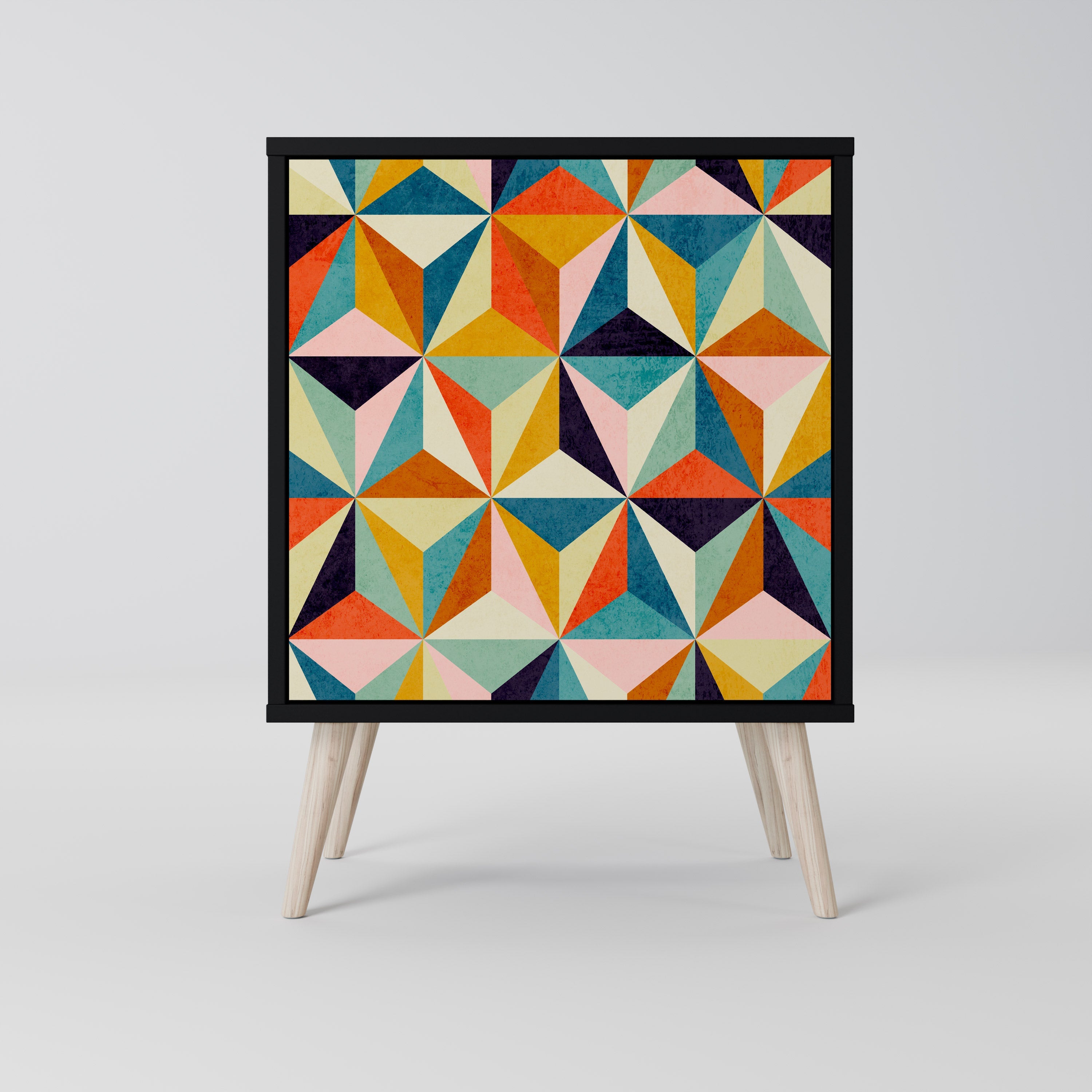 TESSELATE TREASURES Aparador de 1 Porta em Acabamento Preto