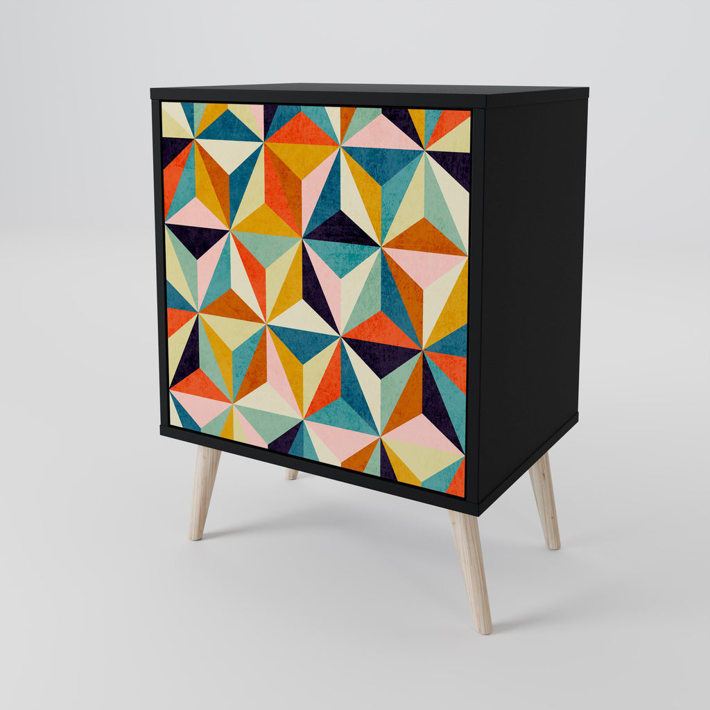 TESSELATE TREASURES Aparador de 1 Porta em Acabamento Preto