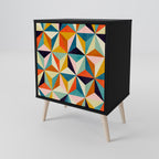 TESSELATE TREASURES Aparador de 1 Porta em Acabamento Preto