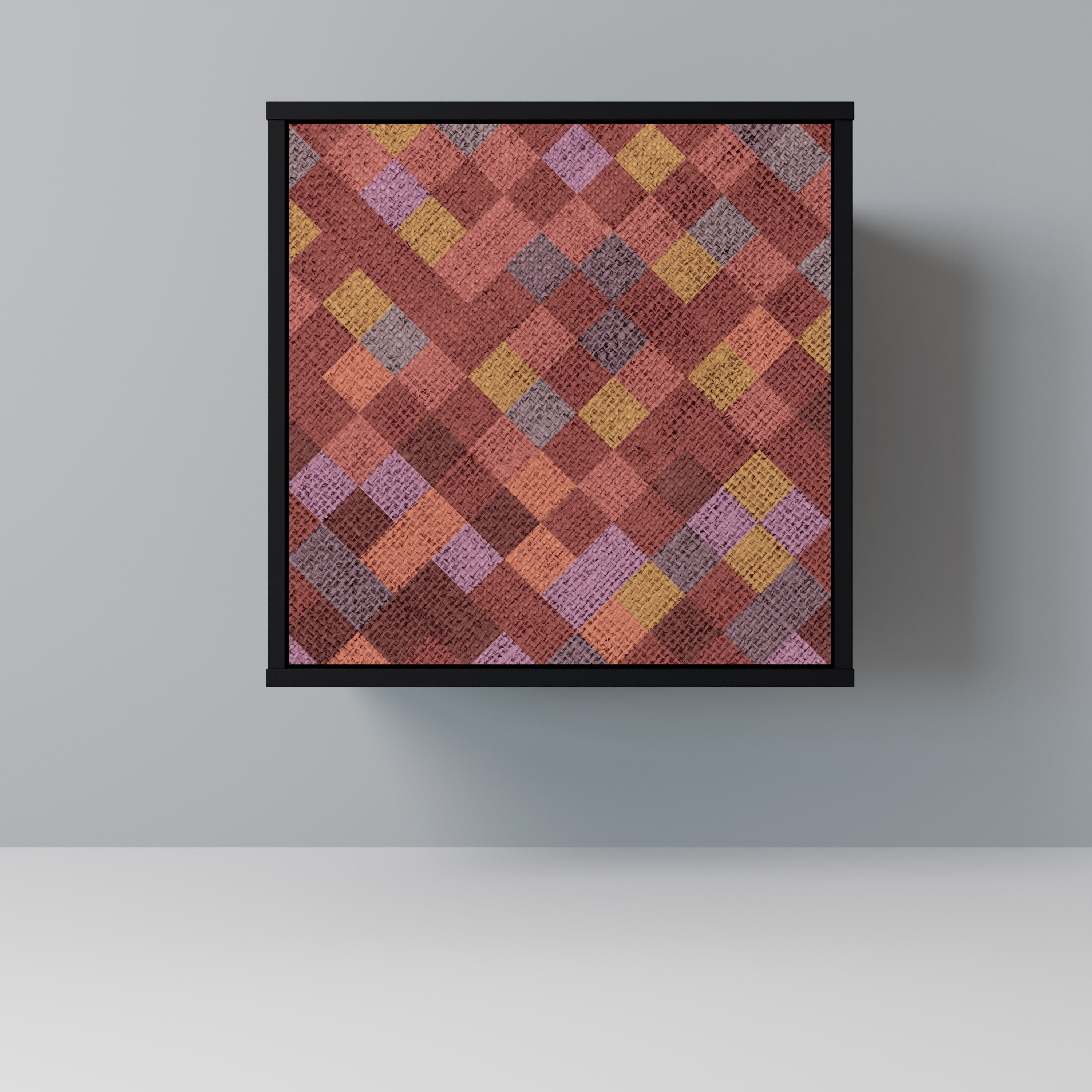 PAINTED SQUARES Aparador de 1 Porta em Acabamento Preto