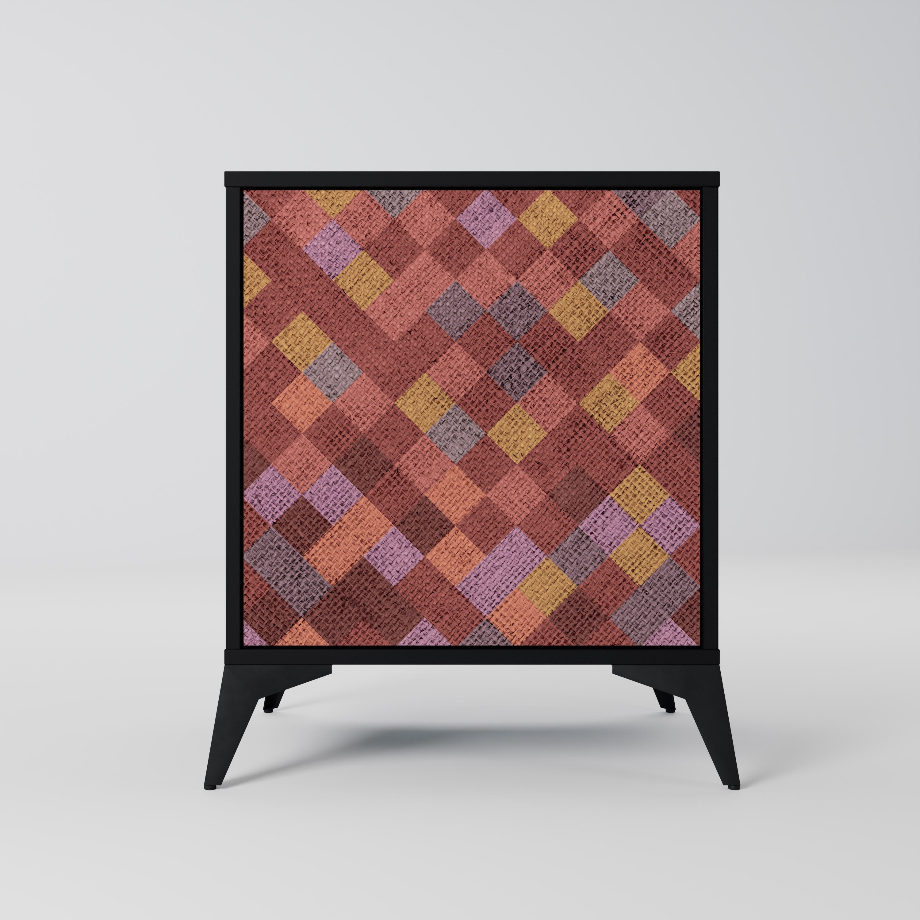 PAINTED SQUARES Aparador de 1 Porta em Acabamento Preto