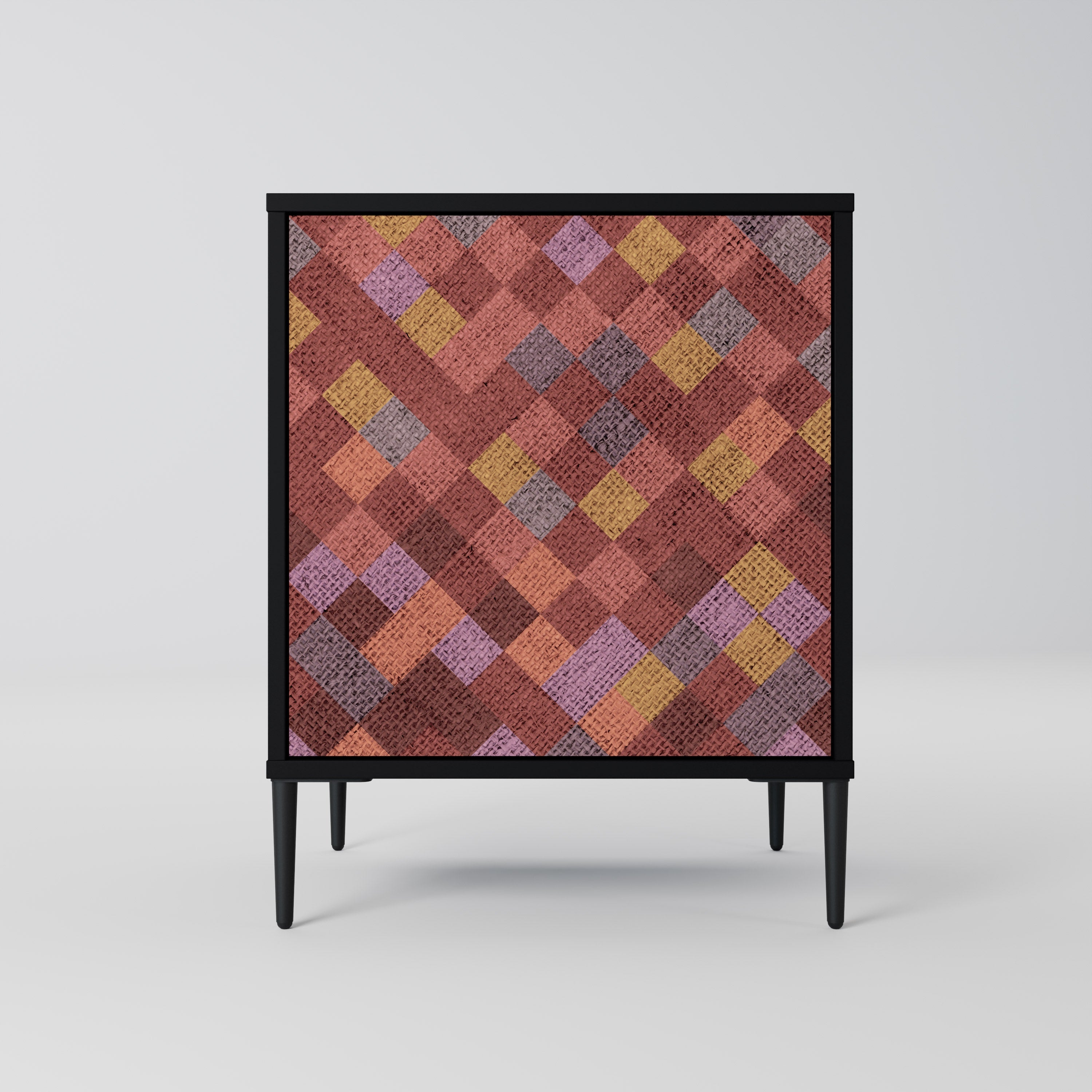 PAINTED SQUARES Aparador de 1 Porta em Acabamento Preto