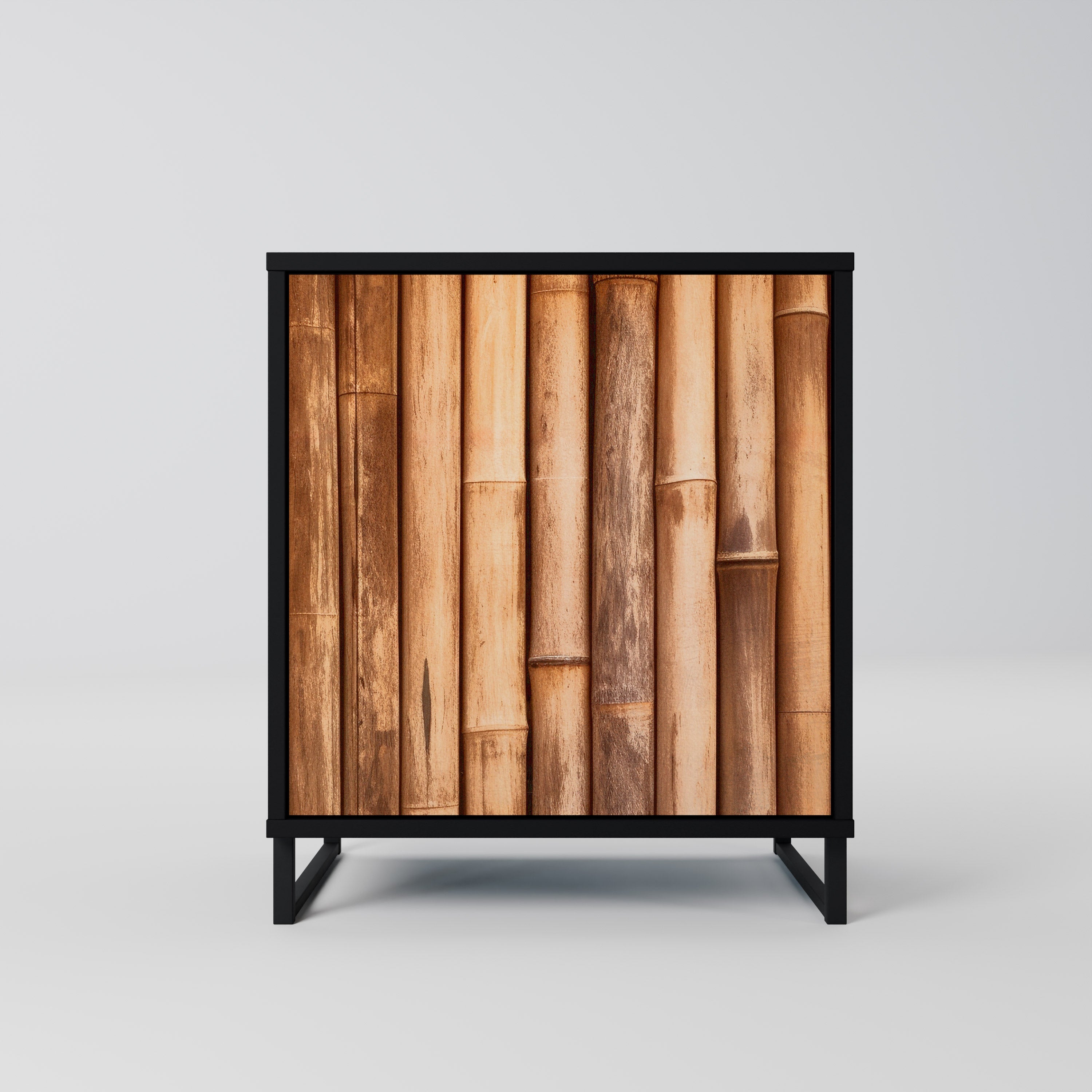 NATURAL WOOD Aparador de 1 Porta em Acabamento Preto